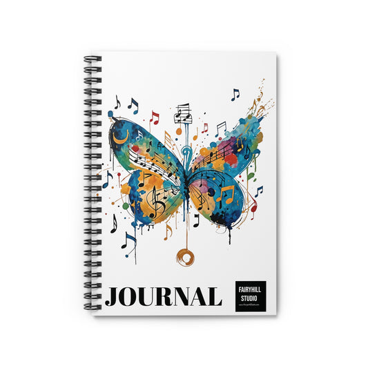 Spiral Notebook  journal with buttefly art- Ruled Line