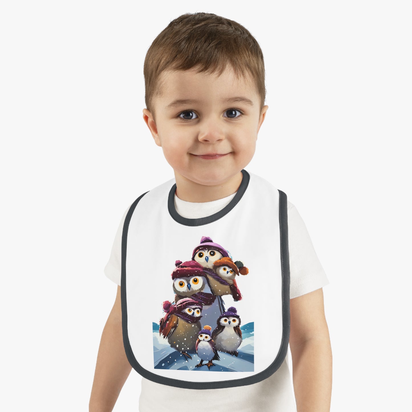 Bib - Penguin Family in Winter Snow Holiday Art