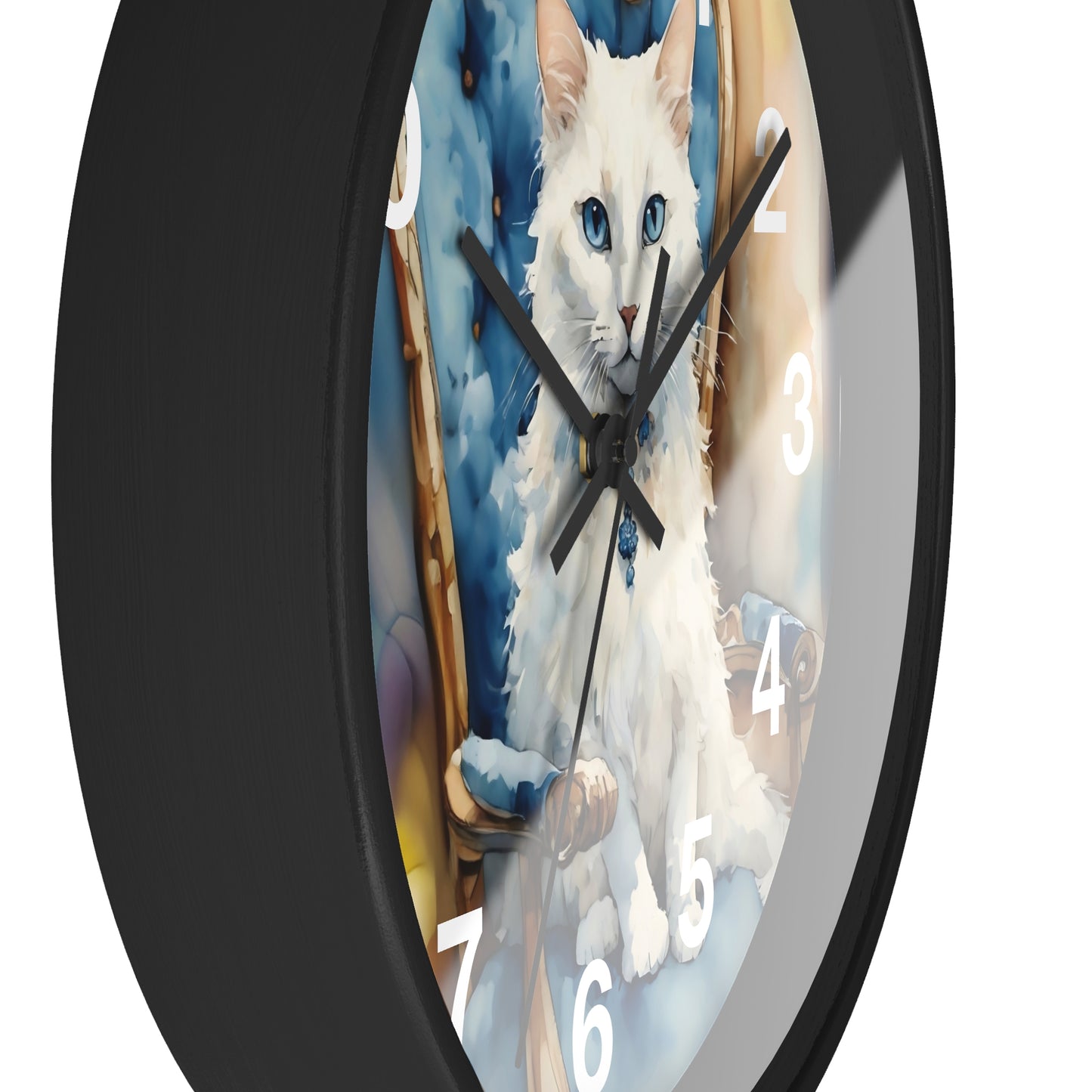 White Cat Lovers Wall Clock