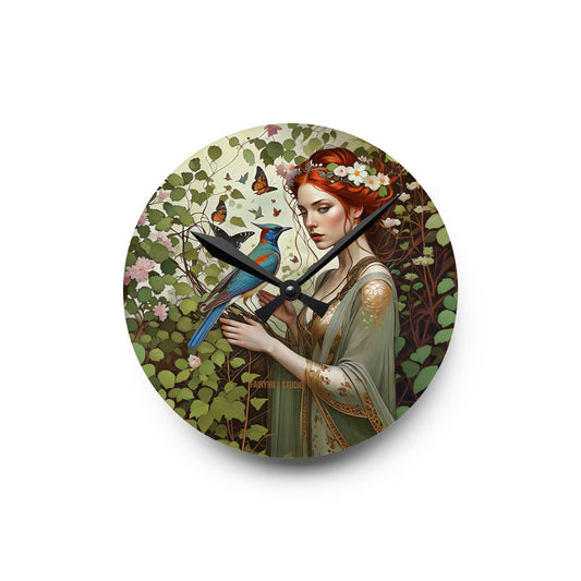 Acrylic Wall Clock Blue Bird/Art