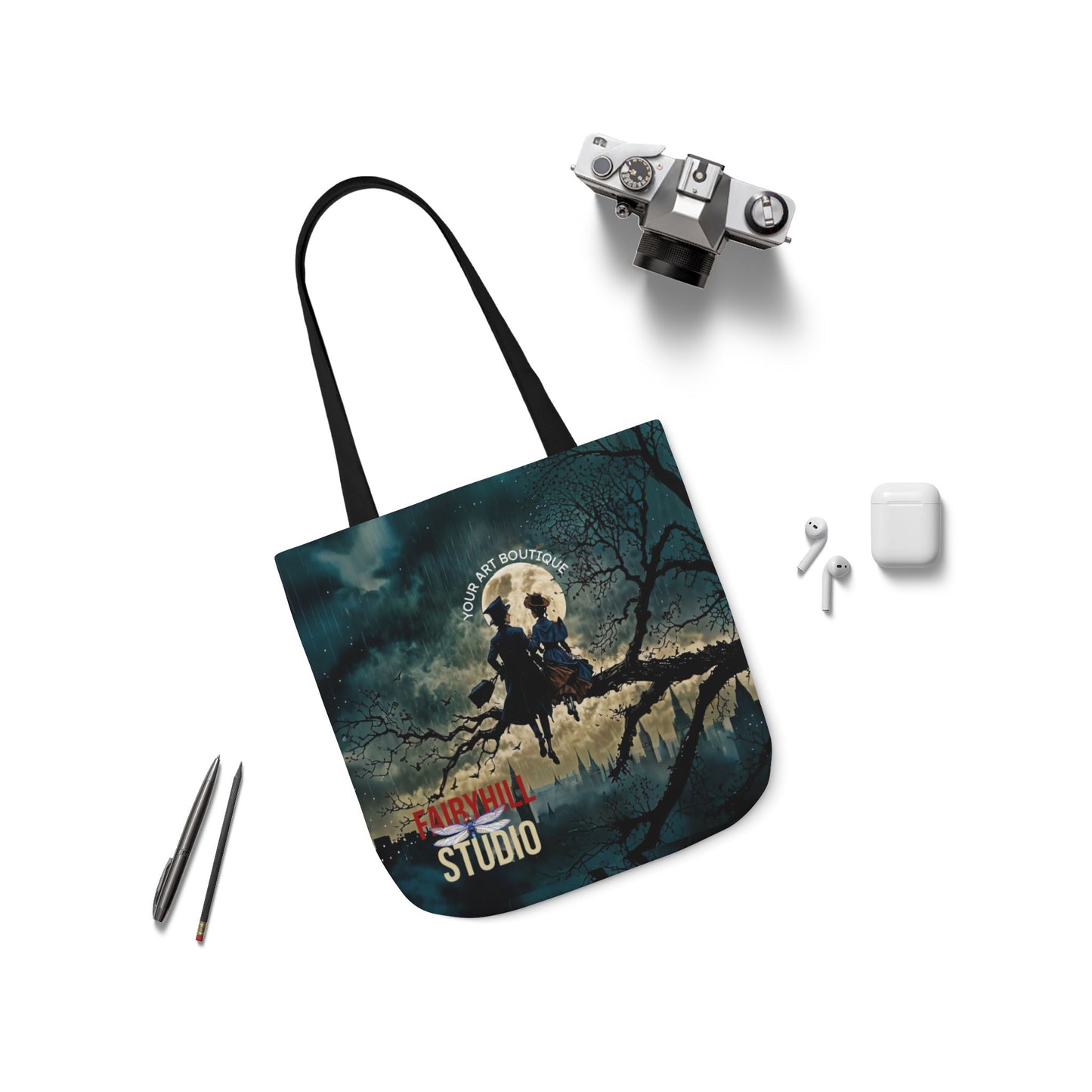 London moon under Rain Canvas Tote Bag - Perfect for Beach Days, Eco-Friendly Shopping, and Summer Fun!
