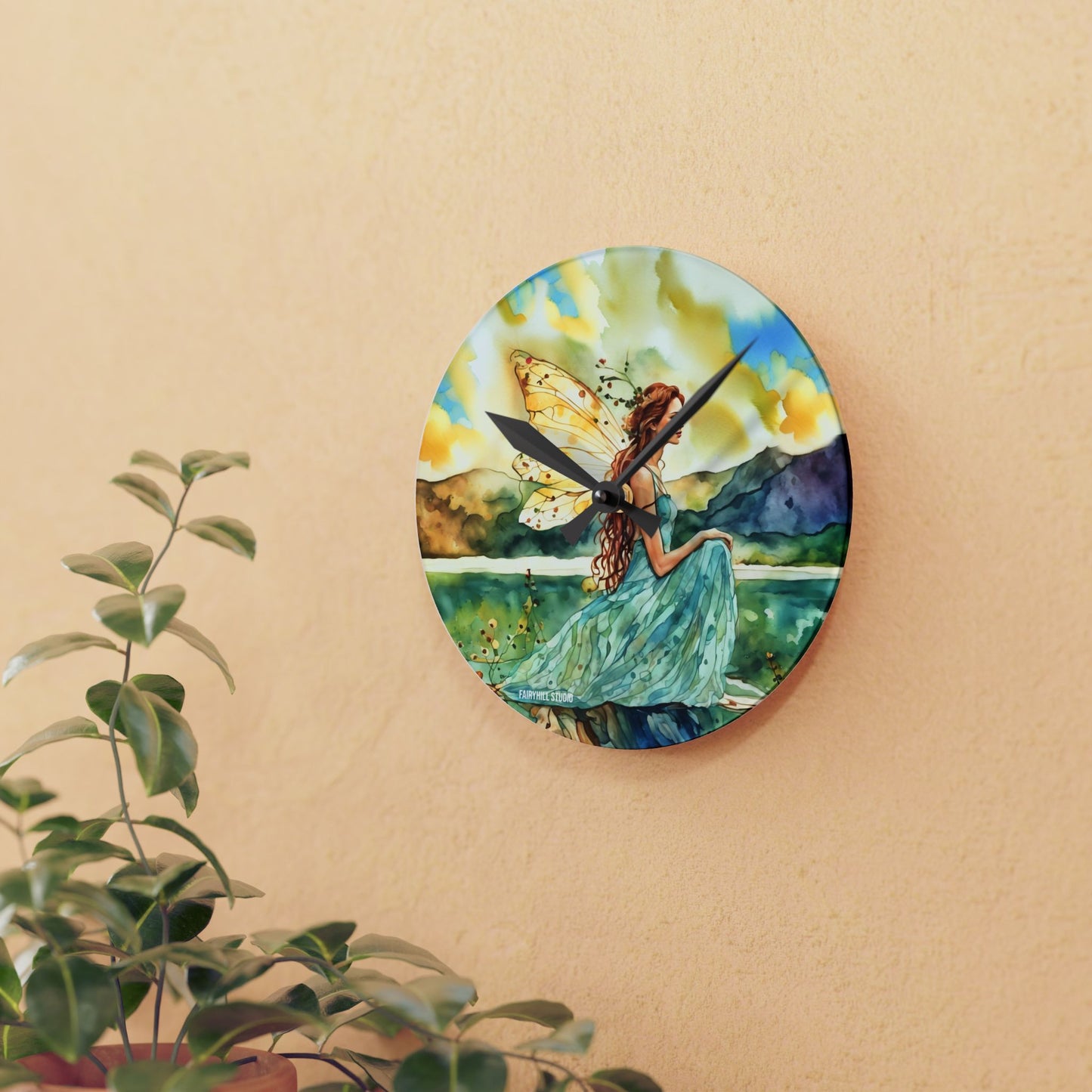 Acrylic Wall Clock - Water Fairy Watercolor Art Home Decor