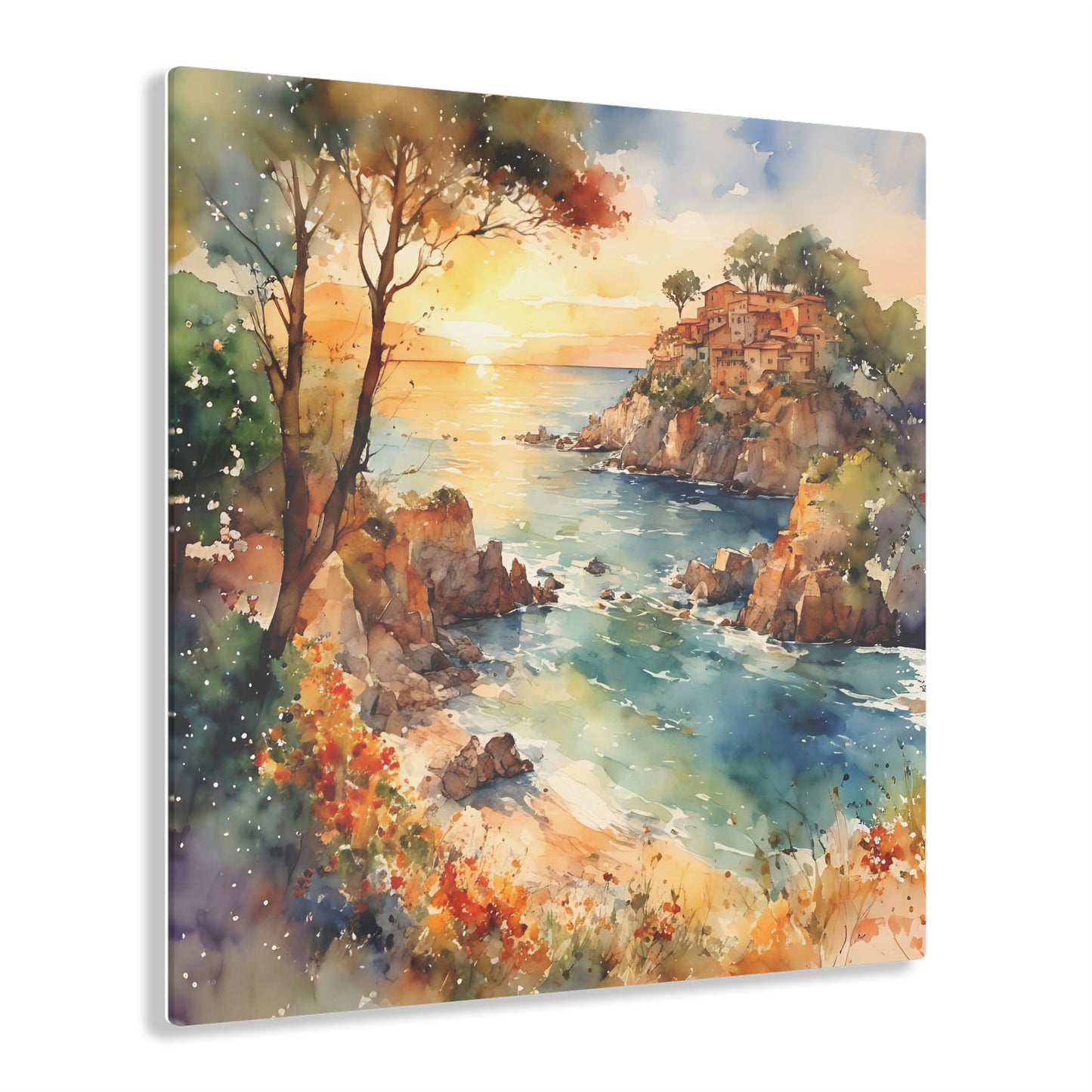 Acrylic Print - Amalfi Coast Watercolor Art