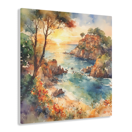 Acrylic Print - Amalfi Coast Watercolor Art