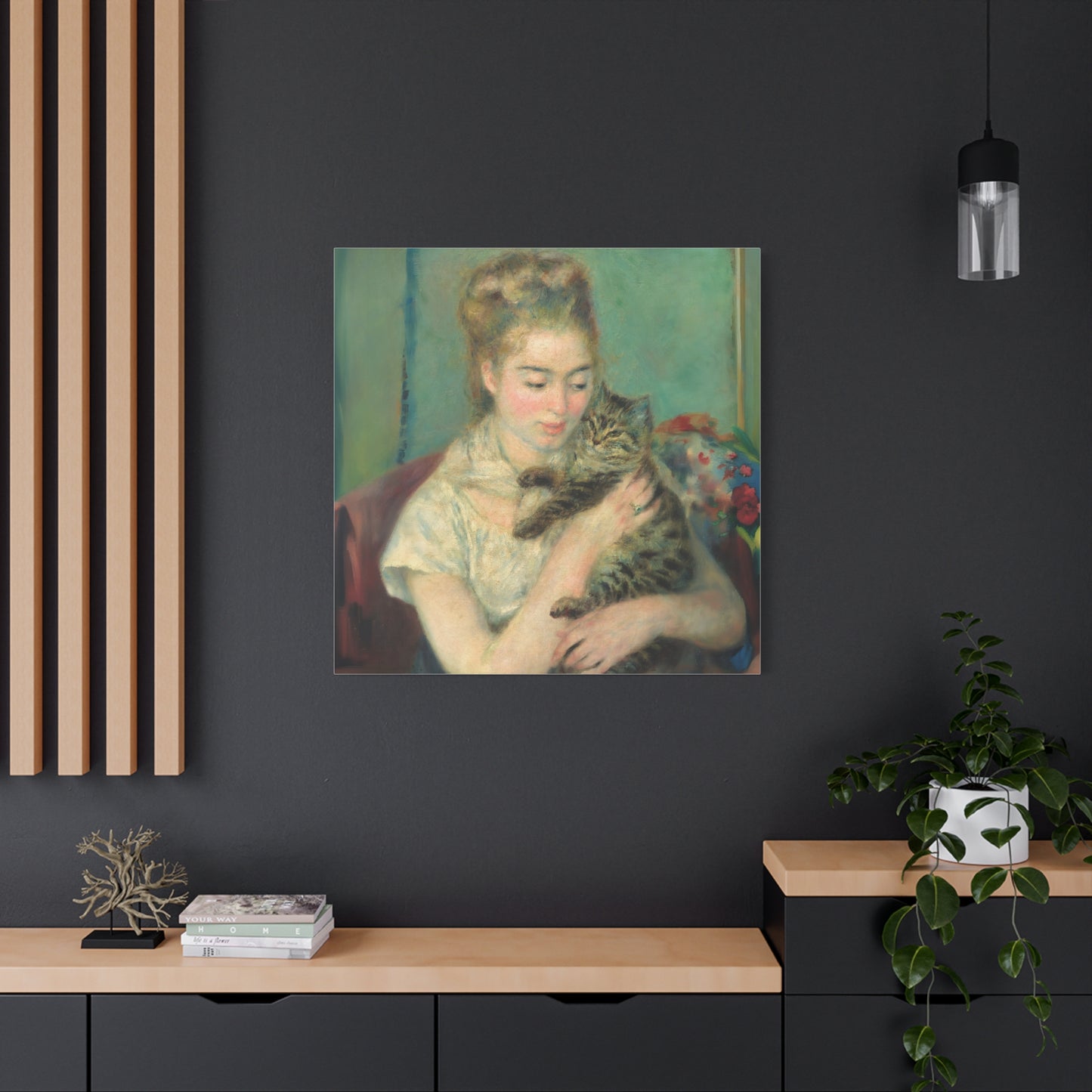 Canvas Art - Woman with a Cat by Auguste Renoir