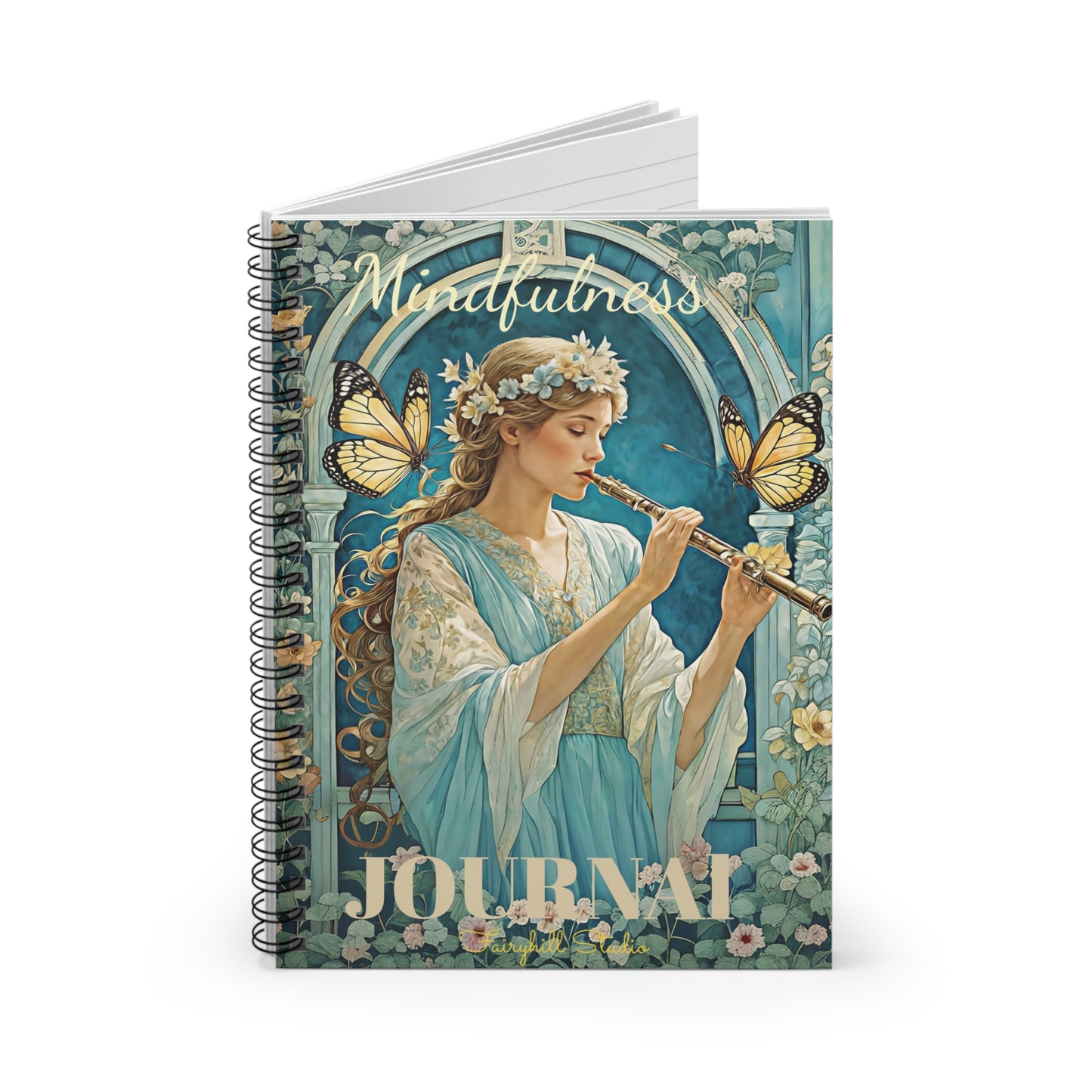 Girl with Butterflies Spiral Notebook Art Journal