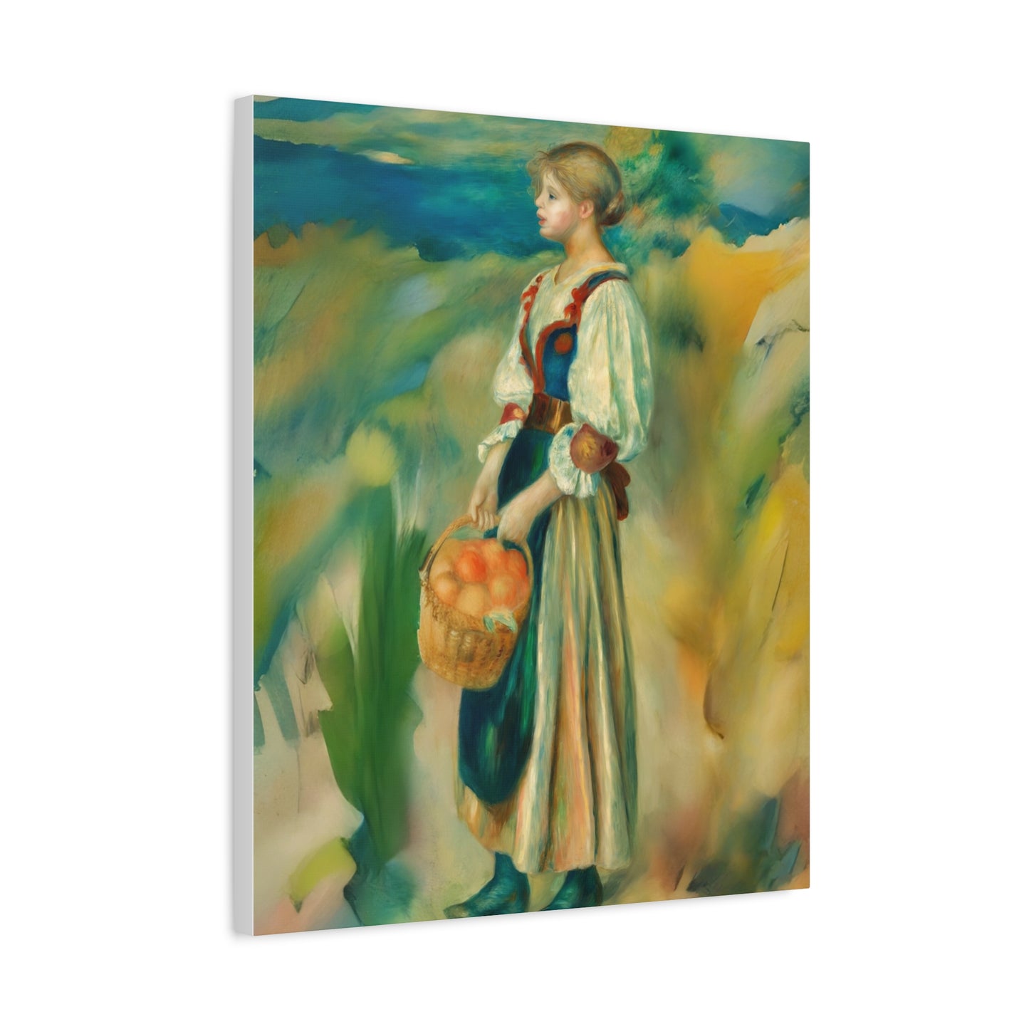Canvas Print - Girl with a Basket of Oranges Art by Auguste Renoir