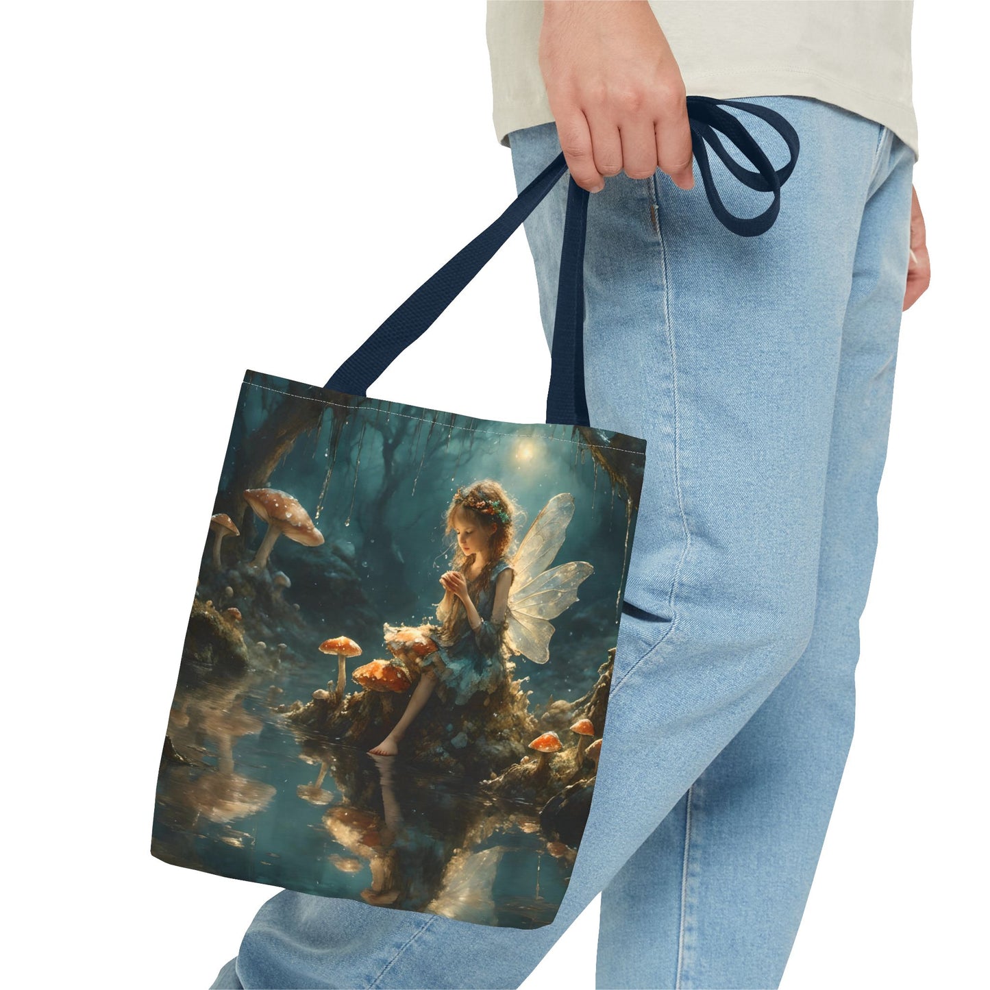 Tote Bag Fairy Sitting in a Lake Art by Fairyhill Studio