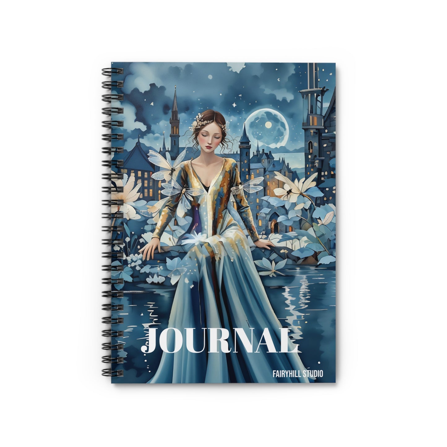 Notebook - Beauty with Dragonflies Ruled Line Spiral Journal