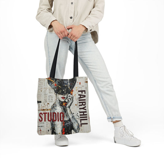 Colorful FairyHill Studio Red phone- Canvas Tote Bag - Perfect for Beach Days, Eco-Friendly Shopping, and Summer Fun!