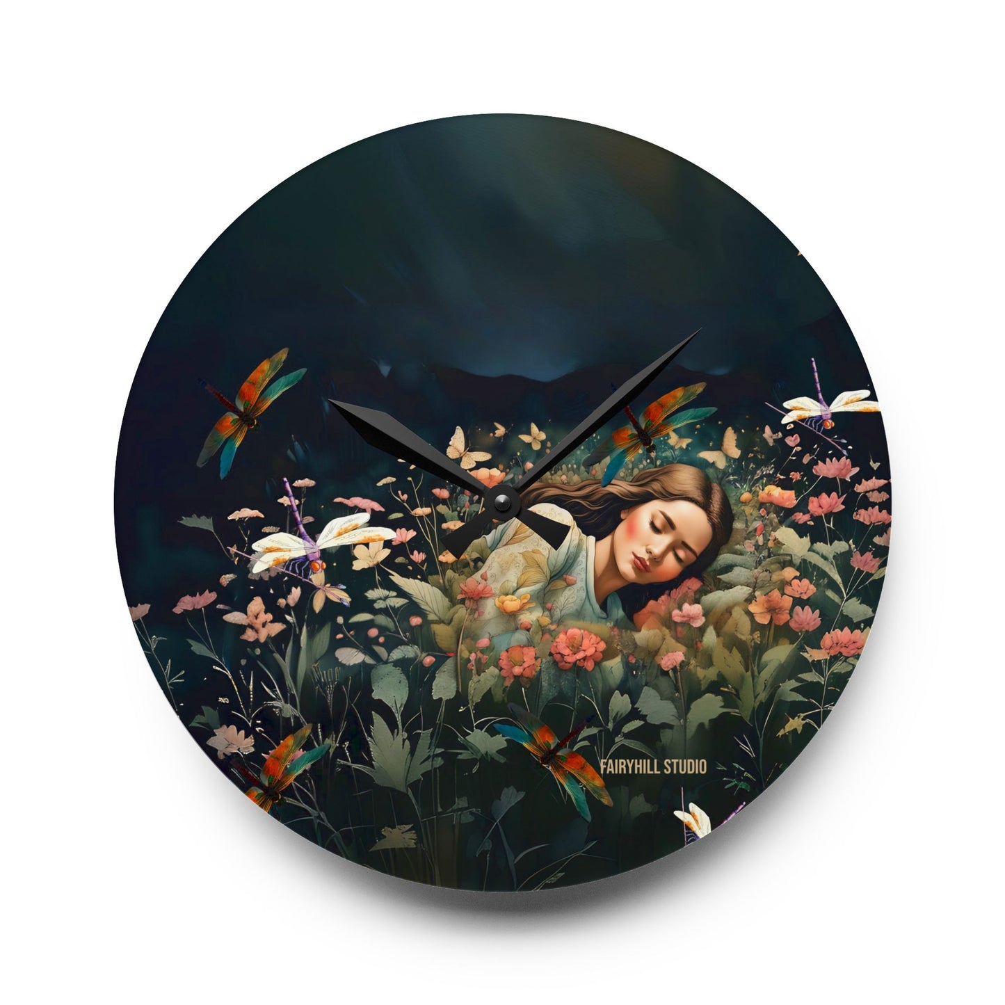 Wall Clock - Midnight Fairy Garden Art