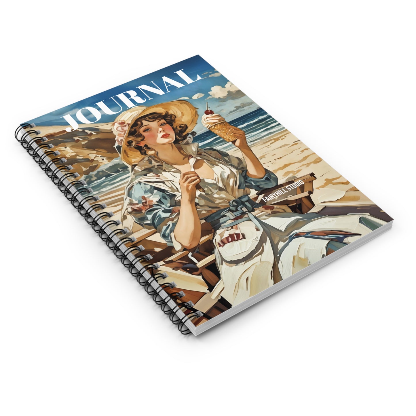 Spiral Notebook - Vintage model with an icecream/ Art Design
