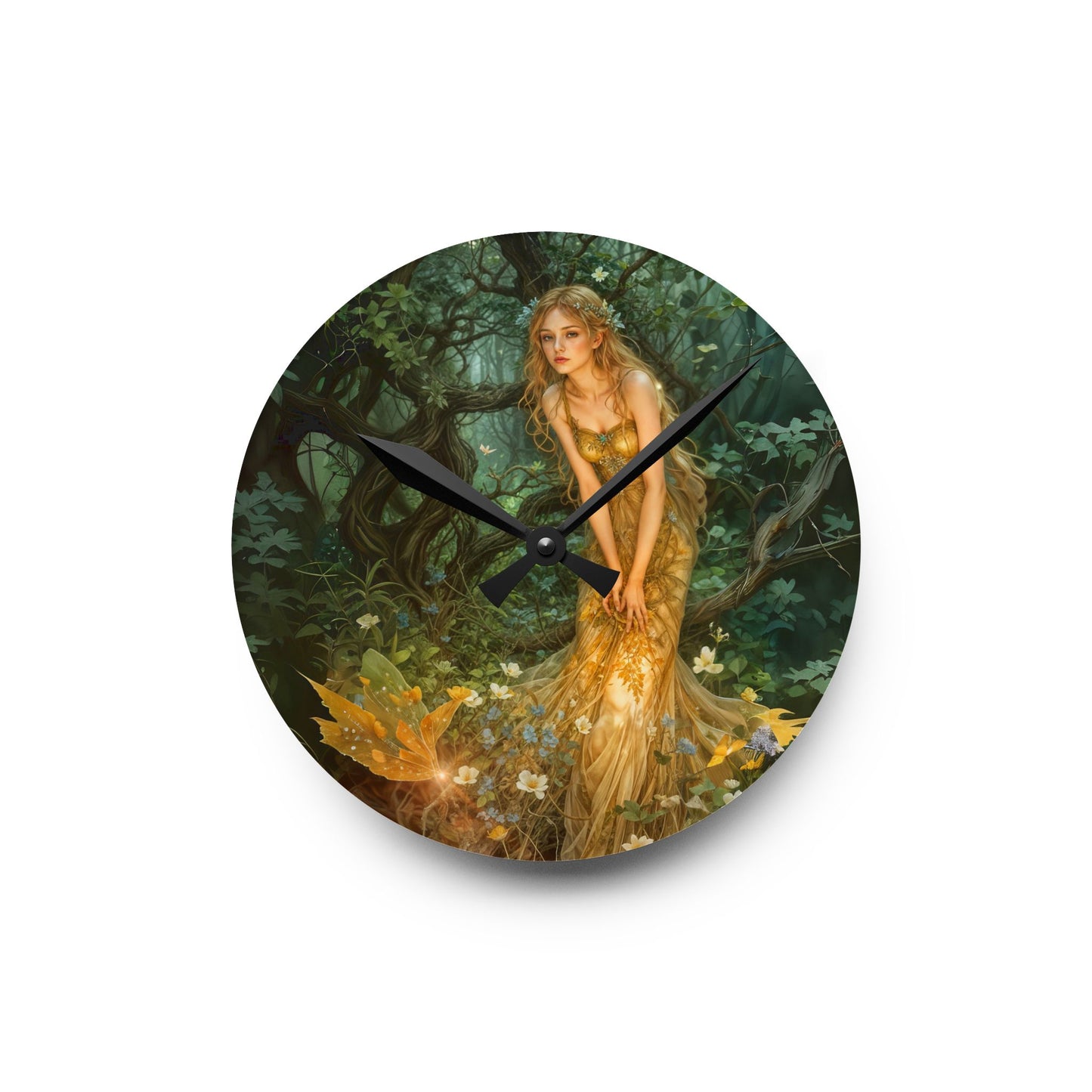 Wall Clock - Mid-Summer's Eve Fairy Forest Art by Fairyhill Studio