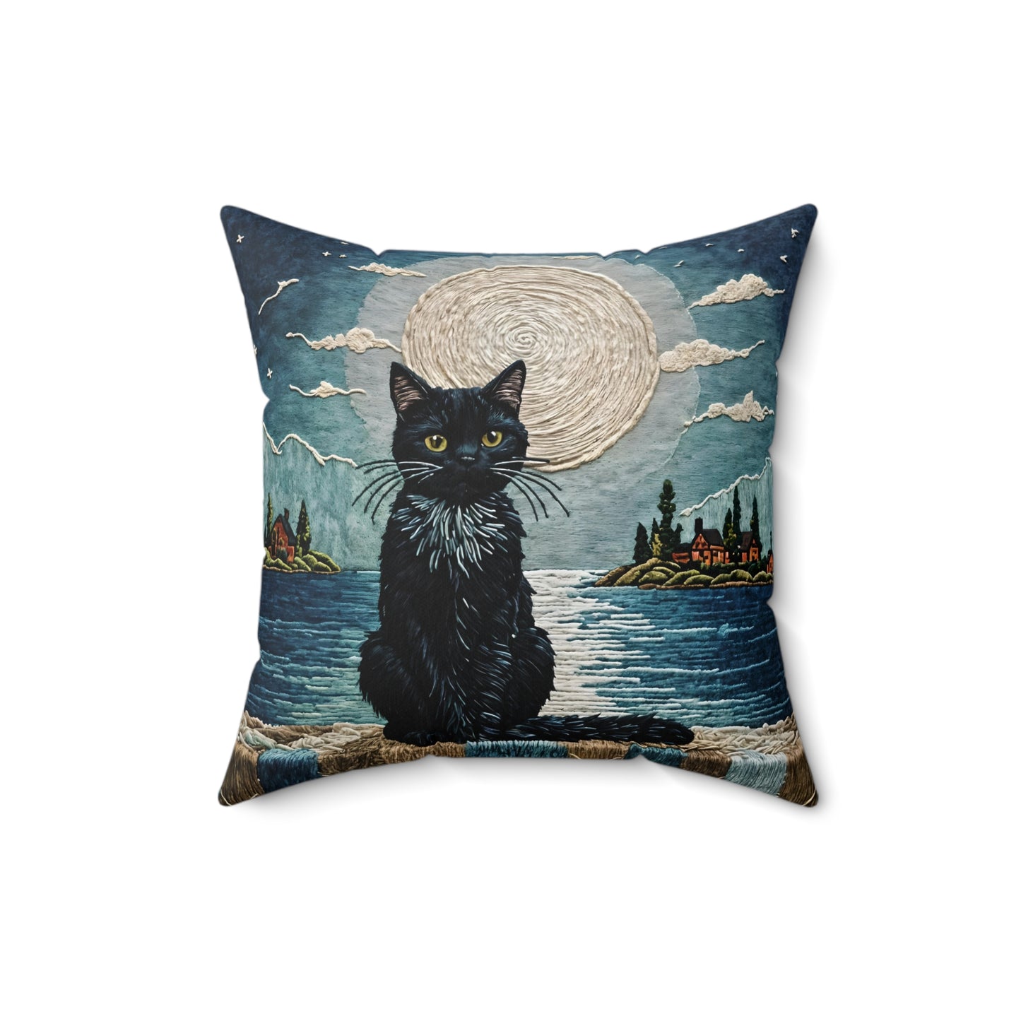 Black Cat Moonlight Pillow
