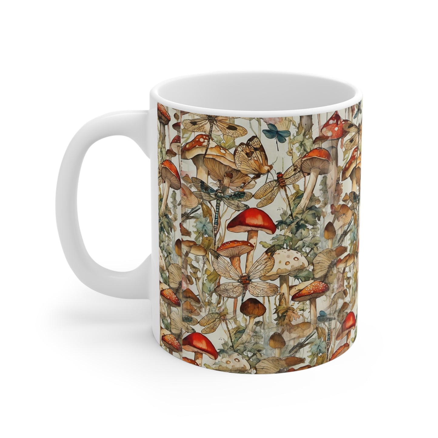 Elegant Floral Art Mug - 11ozBotanical Mushrooms Coffee Cup for Art Lovers