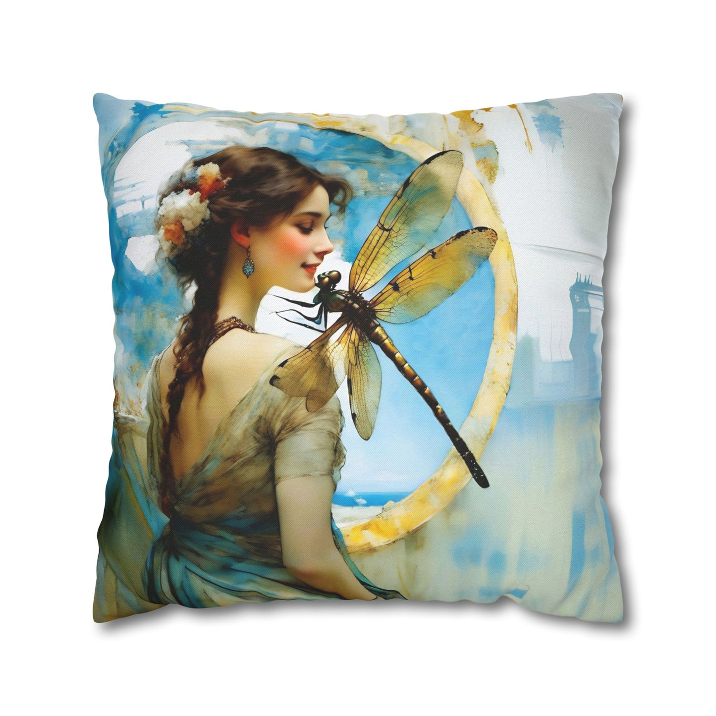 Elegant Dragonfly Art Pillowcase | Decorative Cushion Cover, Home Decor, Gift Idea, Bohemian Style, Christmas Decoration