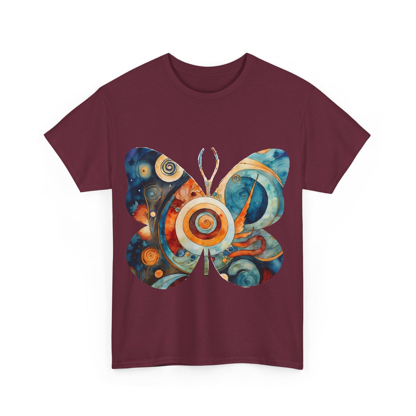 Colorful Abstract Butterfly Swirl Tee - Unisex Heavy Cotton