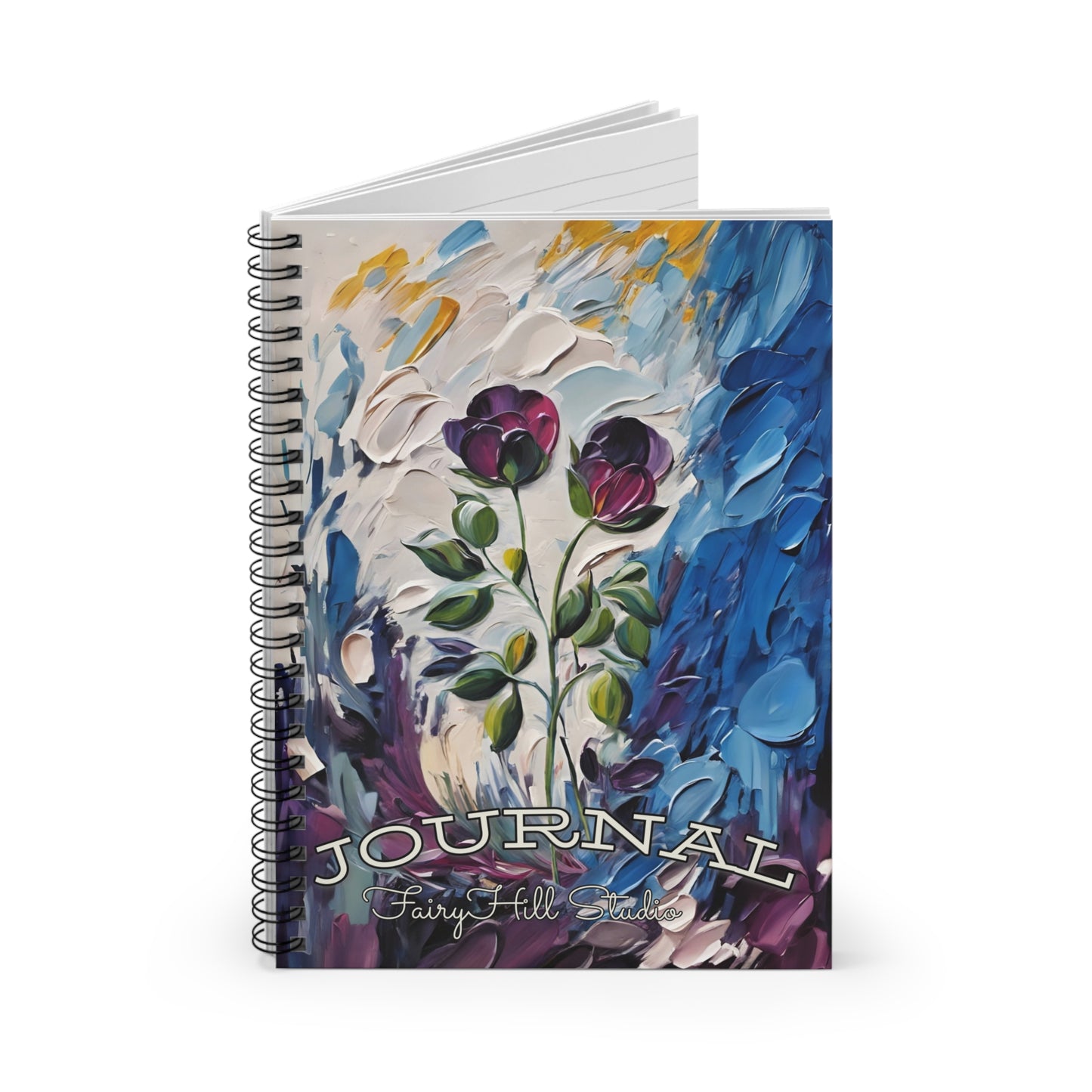 Spiral Notebook - Purple Roses Impasto Art