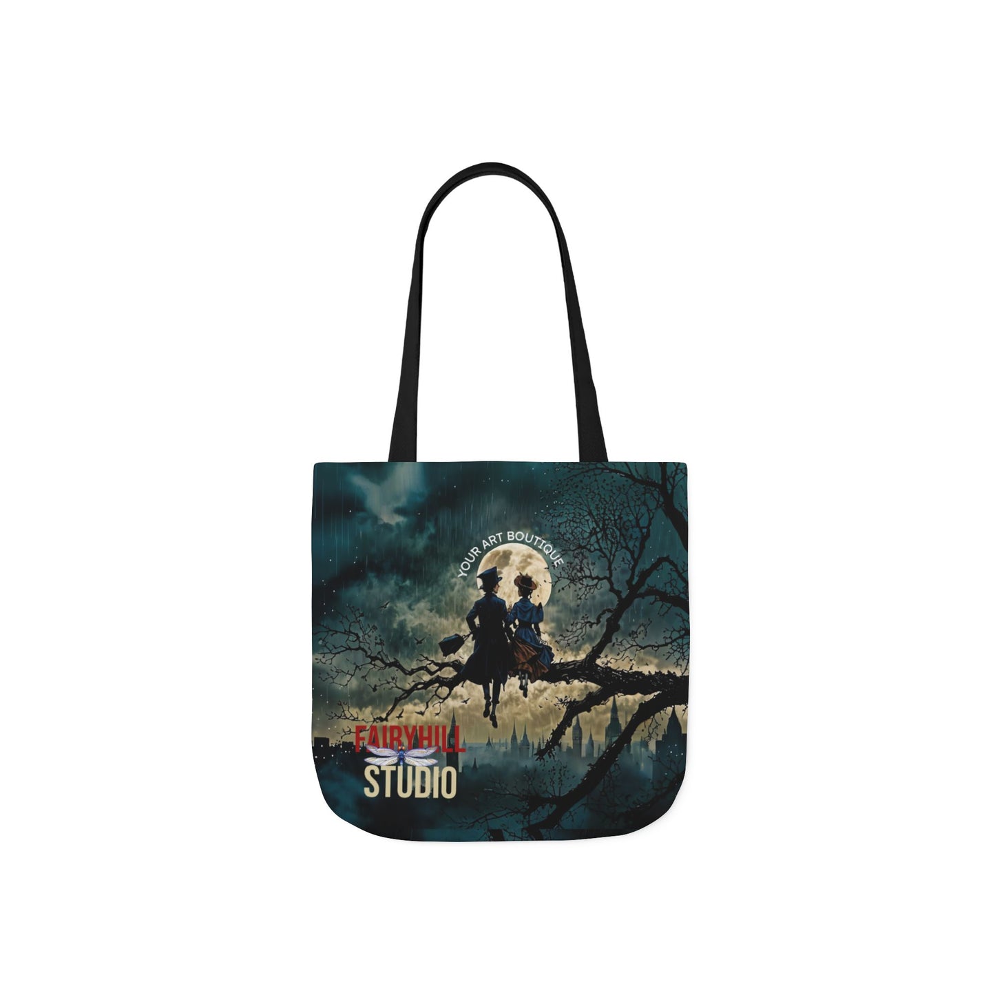 London moon under Rain Canvas Tote Bag - Perfect for Beach Days, Eco-Friendly Shopping, and Summer Fun!