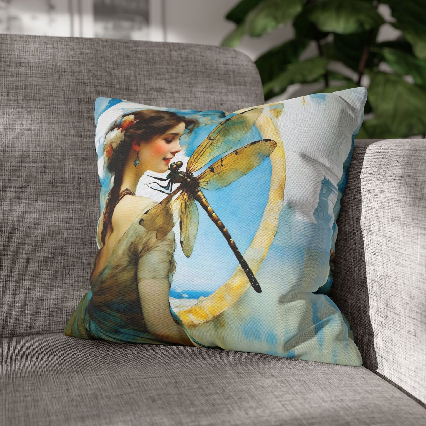 Elegant Dragonfly Art Pillowcase | Decorative Cushion Cover, Home Decor, Gift Idea, Bohemian Style, Christmas Decoration