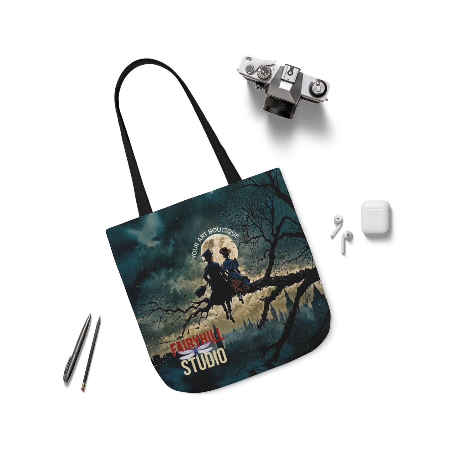 London moon under Rain Canvas Tote Bag - Perfect for Beach Days, Eco-Friendly Shopping, and Summer Fun!