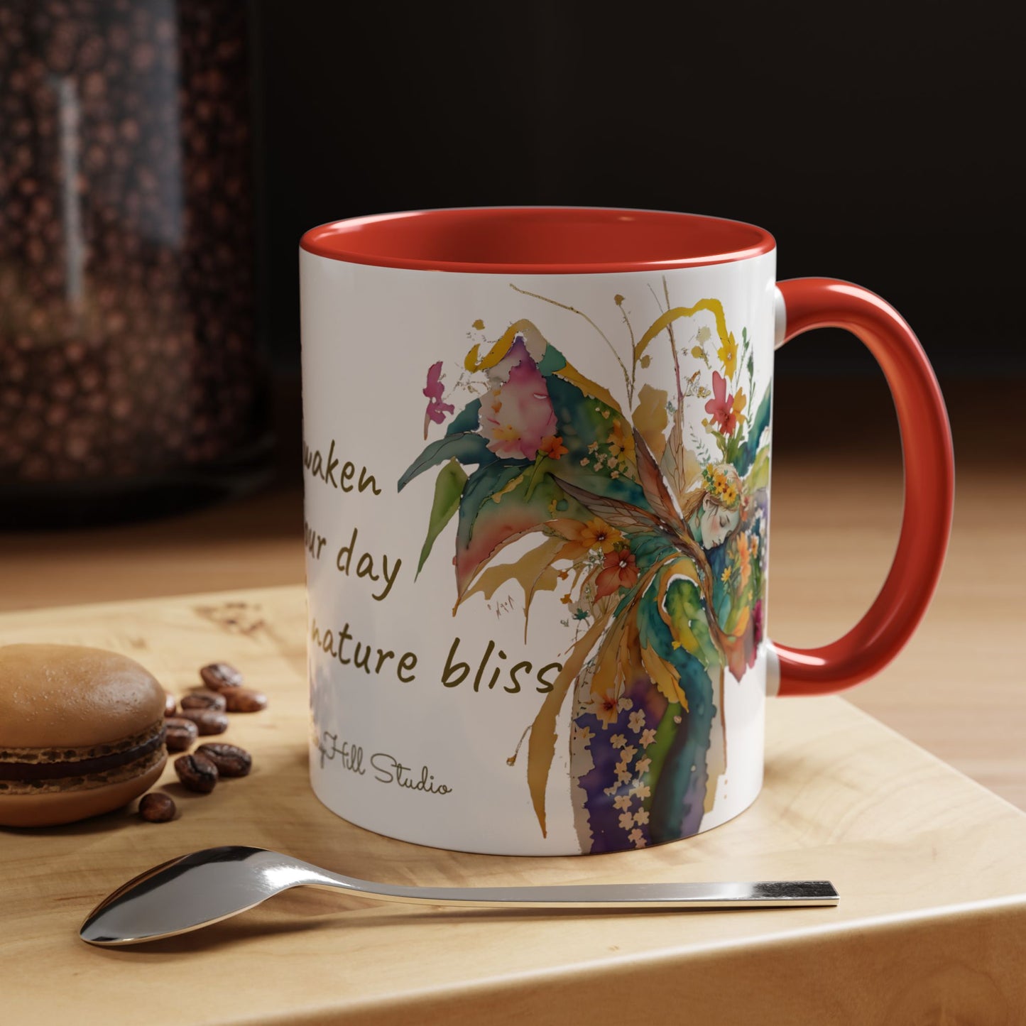 Mug Fairy Angel Blessing Flowers Watercolor Accent Coffee Mug 11 & 15oz