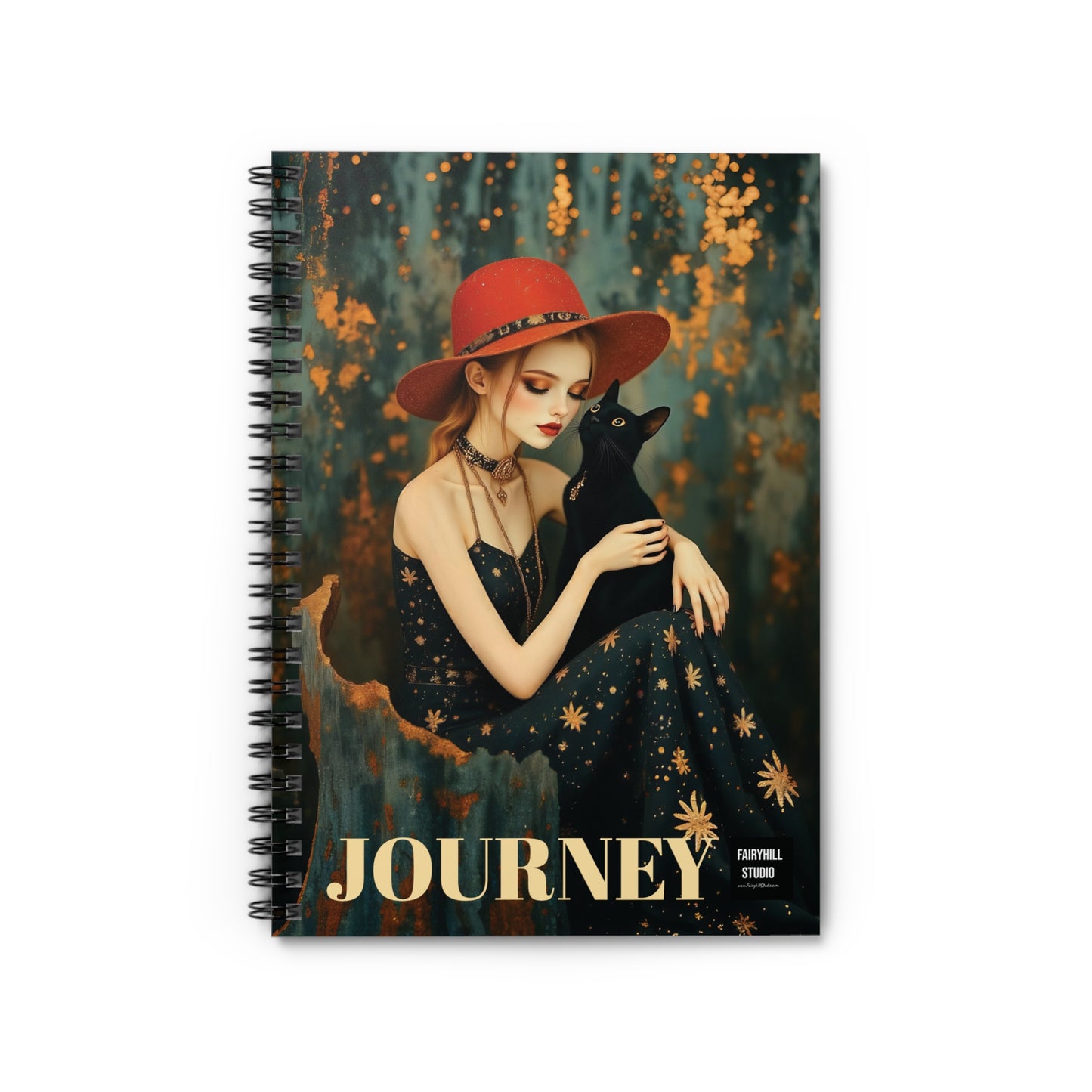 Girl with black cat  Spiral Notebook fairyhill studio