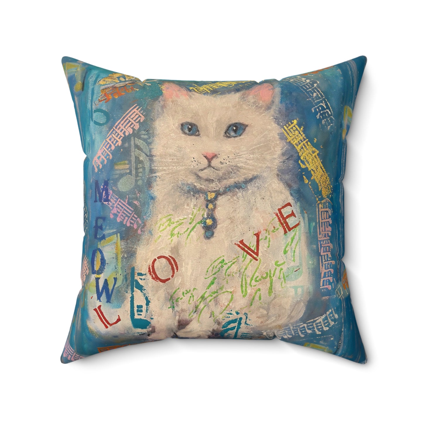 Wall Clock - White Cat Lovers Love Art by Fairyhill Studio