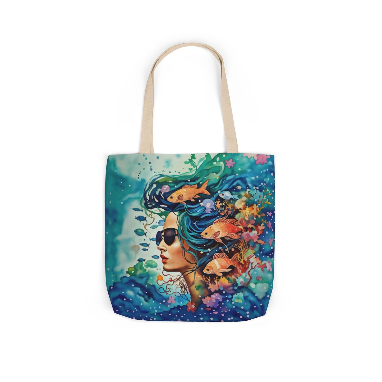 Colorful Ocean-Inspired Canvas Tote Bag - Perfect for Beach Days, Eco-Friendly Shopping, and Summer Fun!