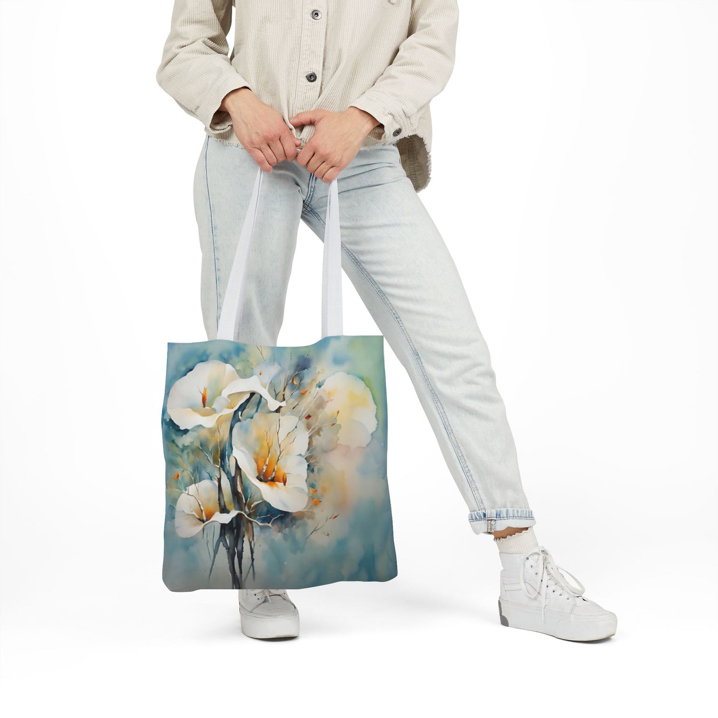 Colorful nature-Inspired  Cala Lilies Canvas Tote Bag - Perfect for Beach Days, Eco-Friendly Shopping, and Summer Fun!