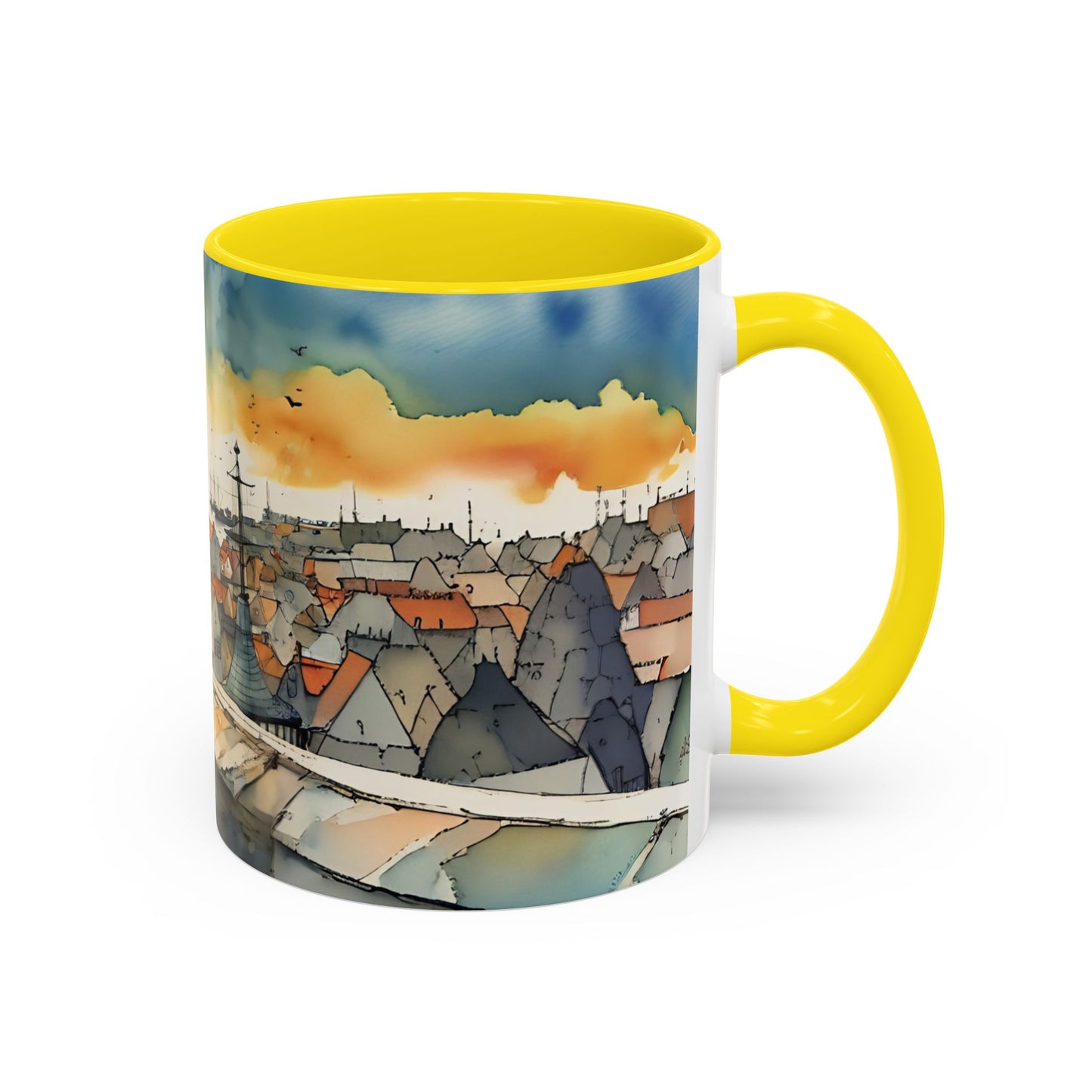 Black cat on a roof top Art-Themed Coffee Mug - 11 & 15oz Accent Mug for Musroom  Fsiry Lovers