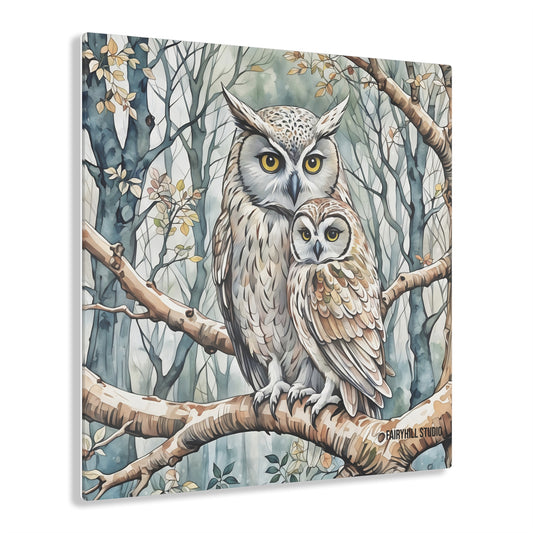 Owls in the Moonlight  Inspirational  Art Acrylic Print - Embrace Your Fairy Muse