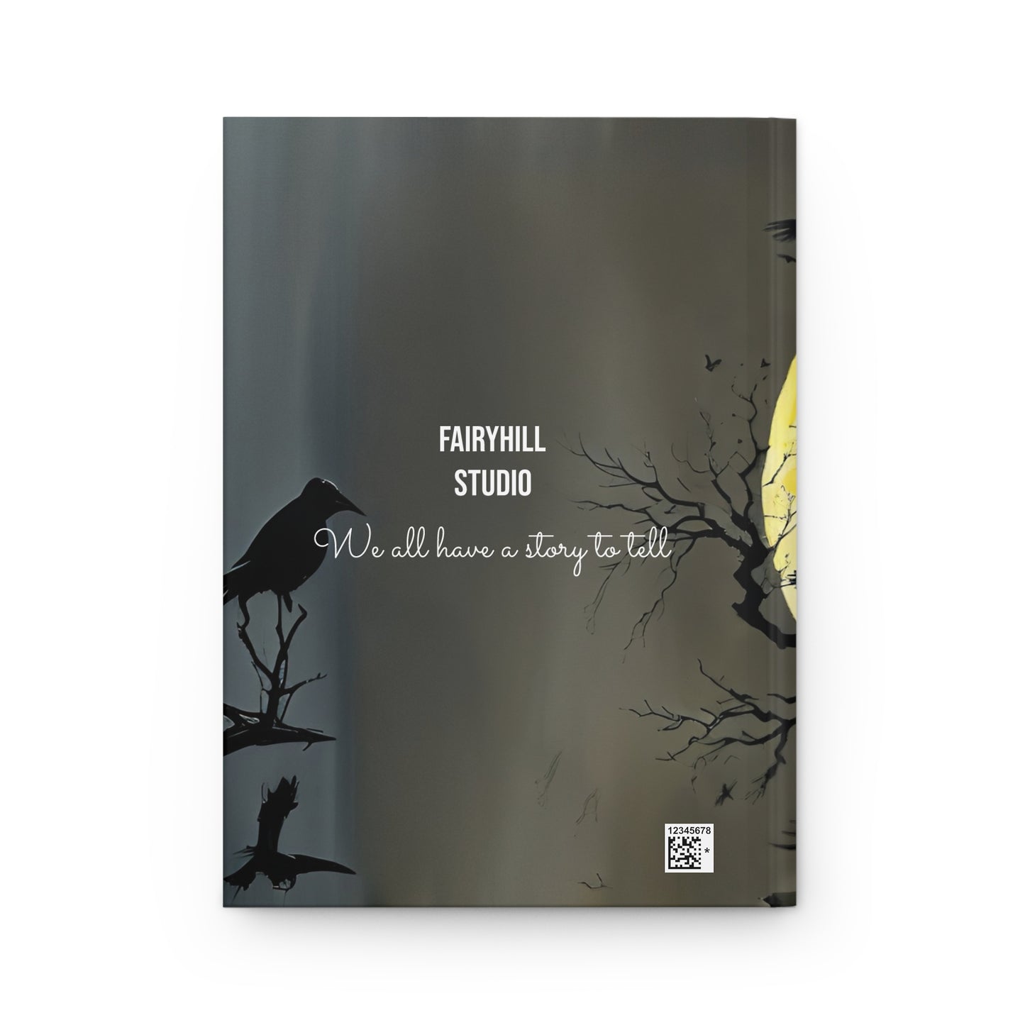 Witch with a black crow on a large moon background Journal