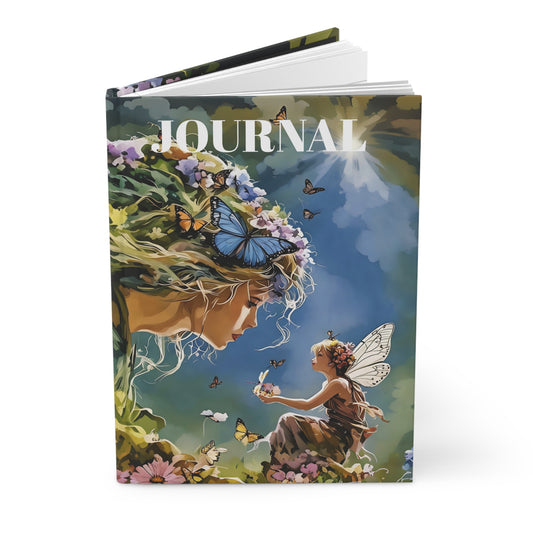Hardcover Journal Matte - Nature Fairy Art Offering Thanks to Nature Goddess