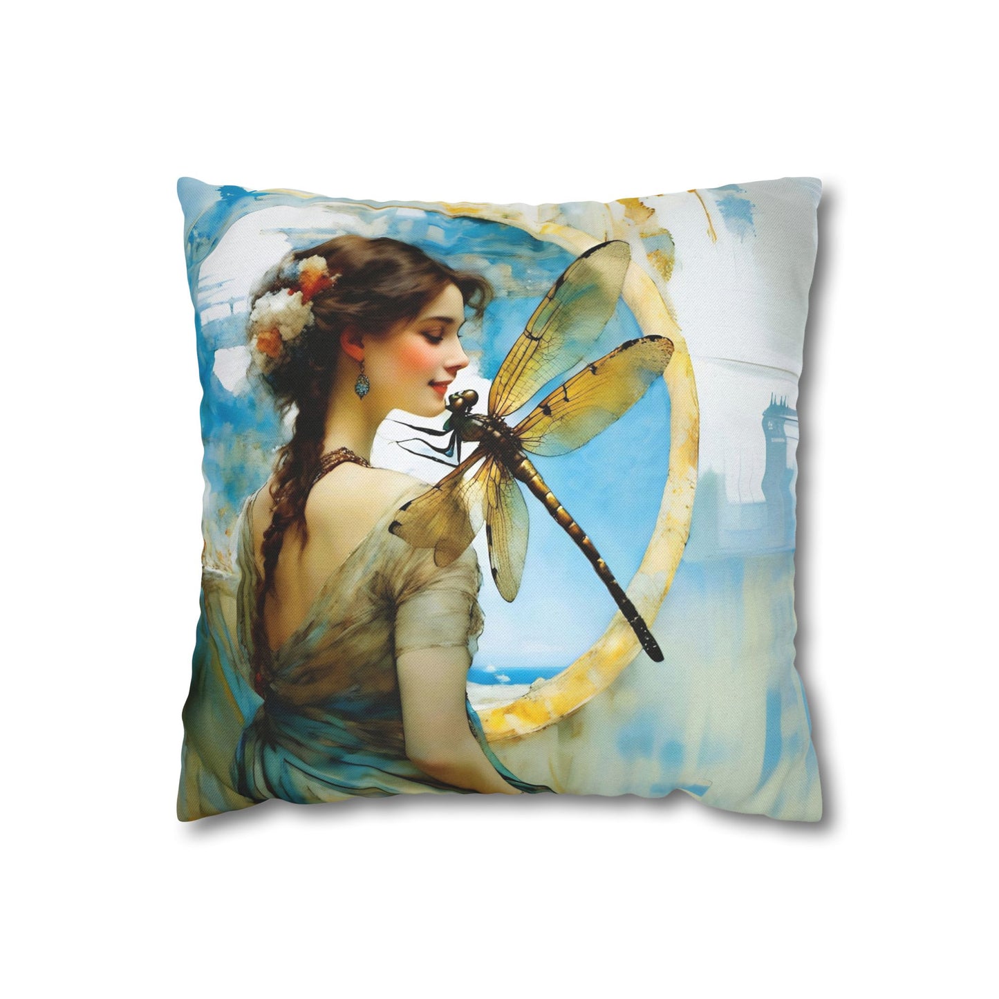 Elegant Dragonfly Art Pillowcase | Decorative Cushion Cover, Home Decor, Gift Idea, Bohemian Style, Christmas Decoration