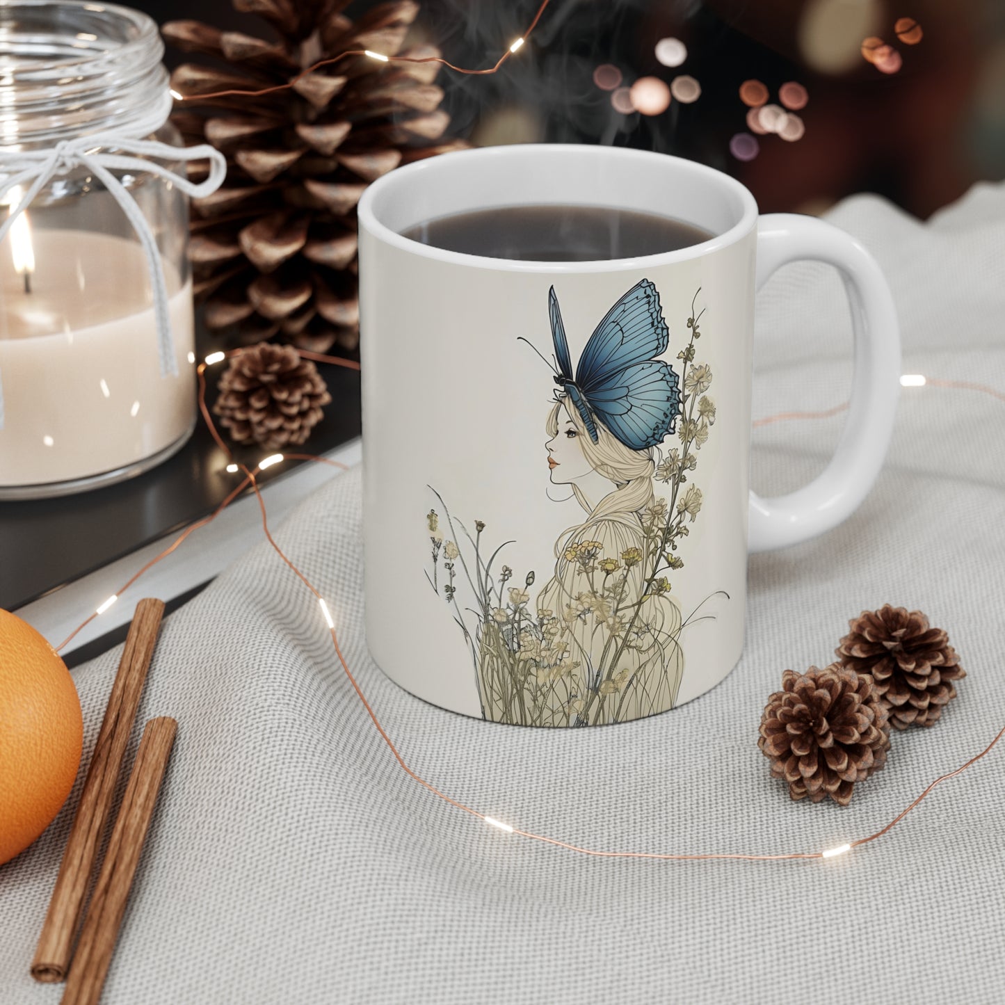 Elegant Floral Art Mug - 11oz Coffee Cup for Coffee Art Lovers