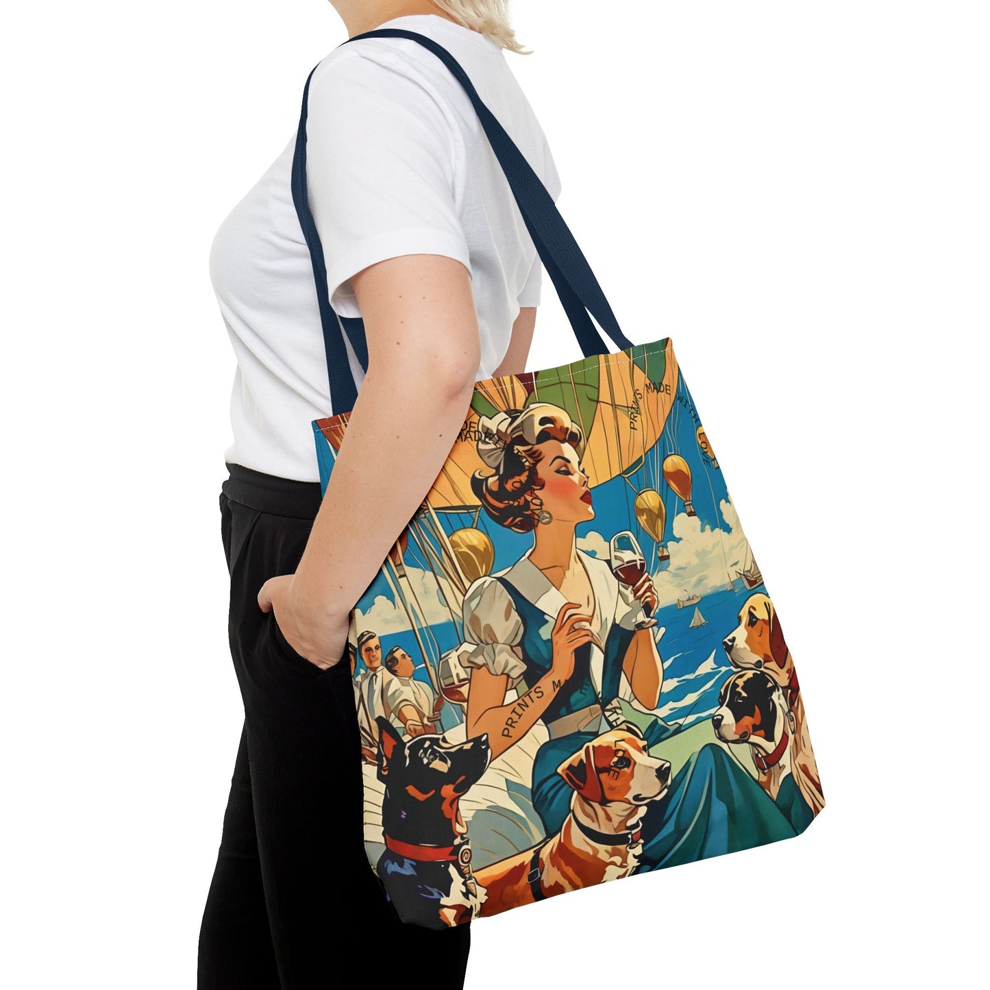 Vintage Hot Air Balloon Dog Lover Tote Bag