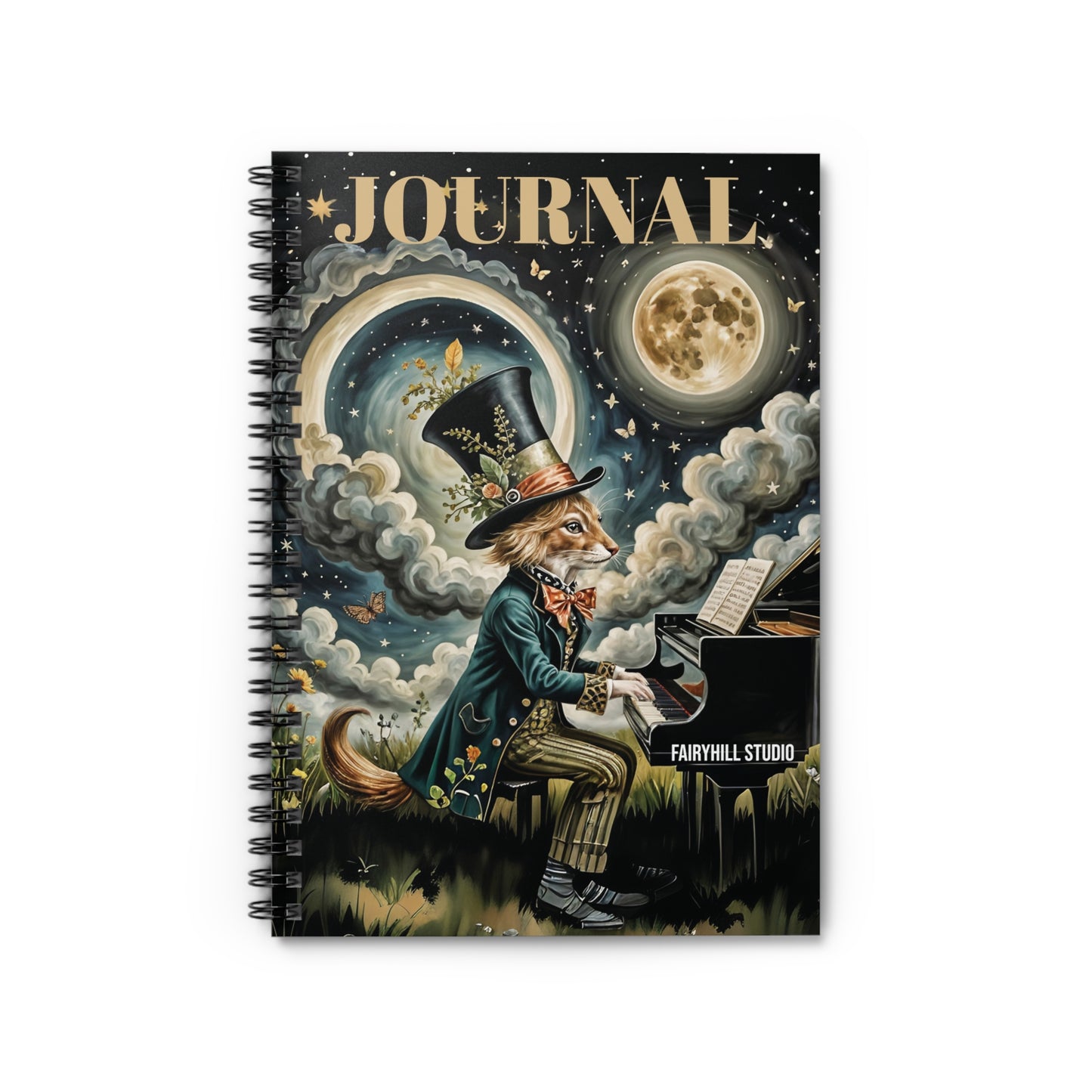 MoonLight Sonata Notebook - Ruled Line coffee  Spiral Journal