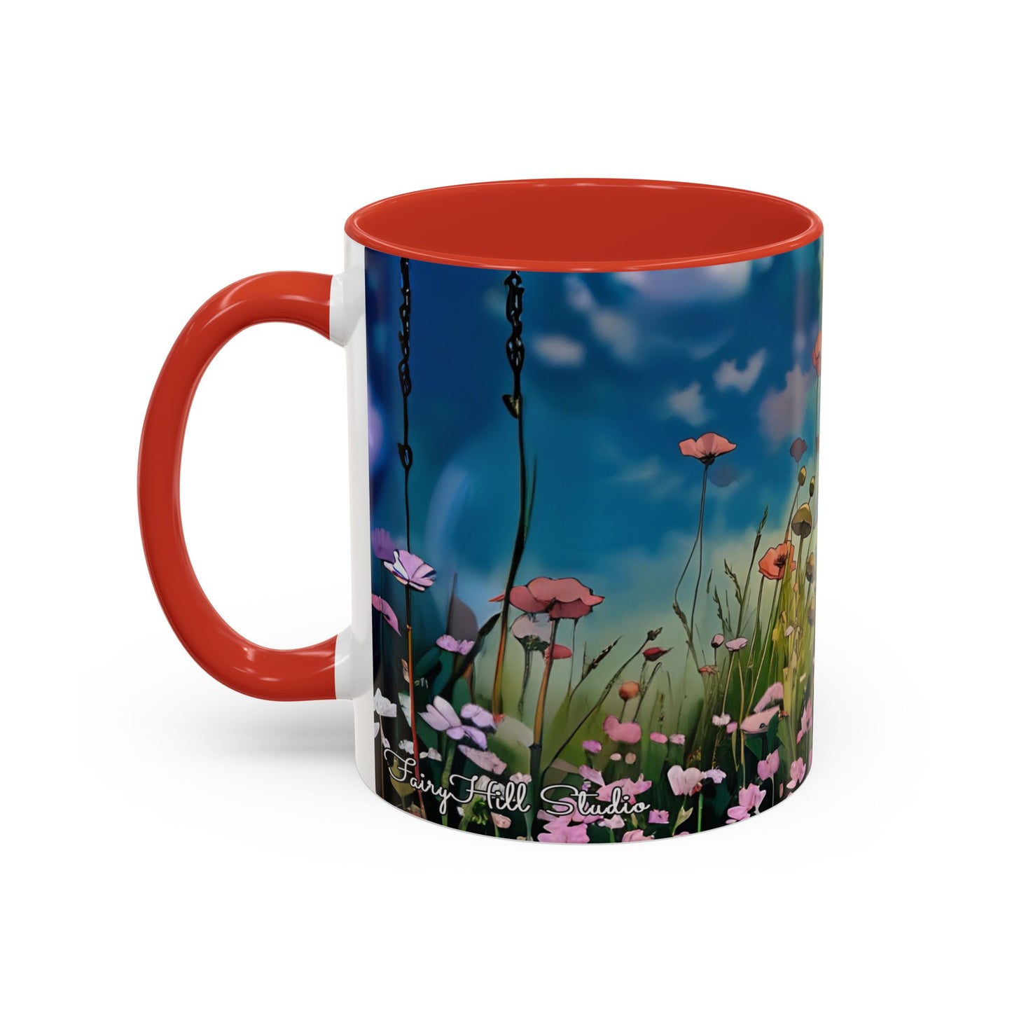 Mug - Lovely Romantic Girl Gathering Flowers in Summer Field