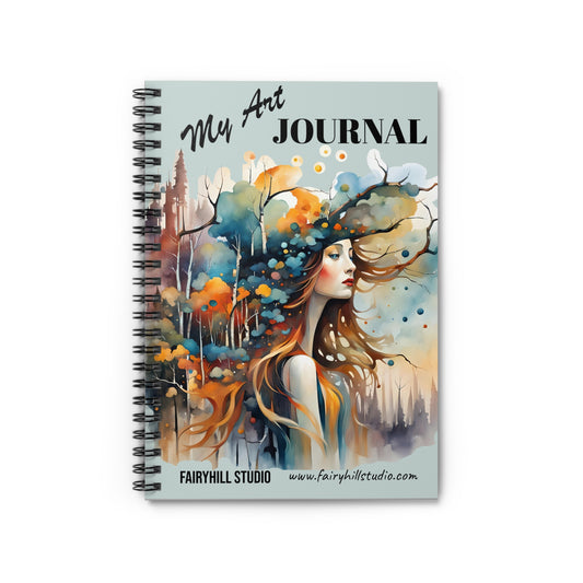 Art Journal Spiral Notebook - Woman with Hat Colorful Art by Fairy Hill Studio