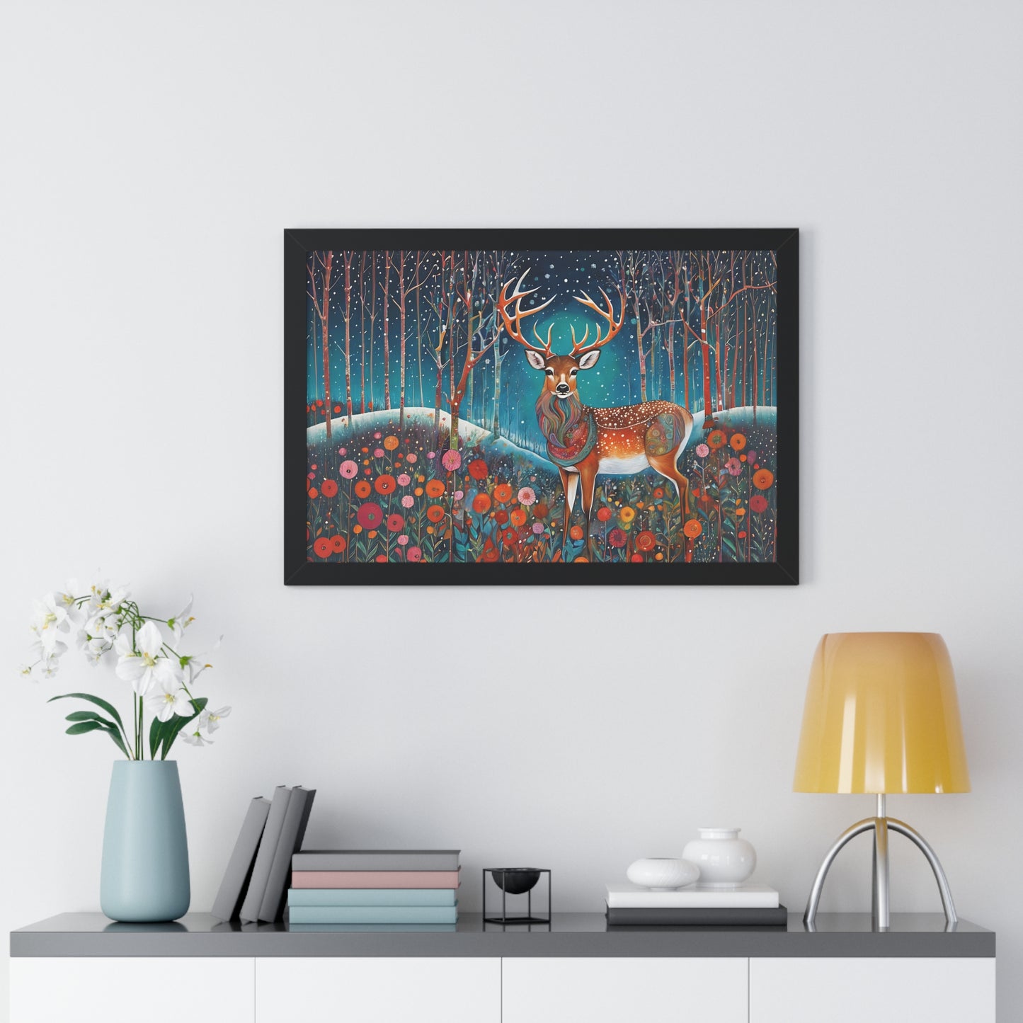 Framed Horizontal Magestic Deer  Poster Spiritual Rumi art Quote art by Fairyhill Studio