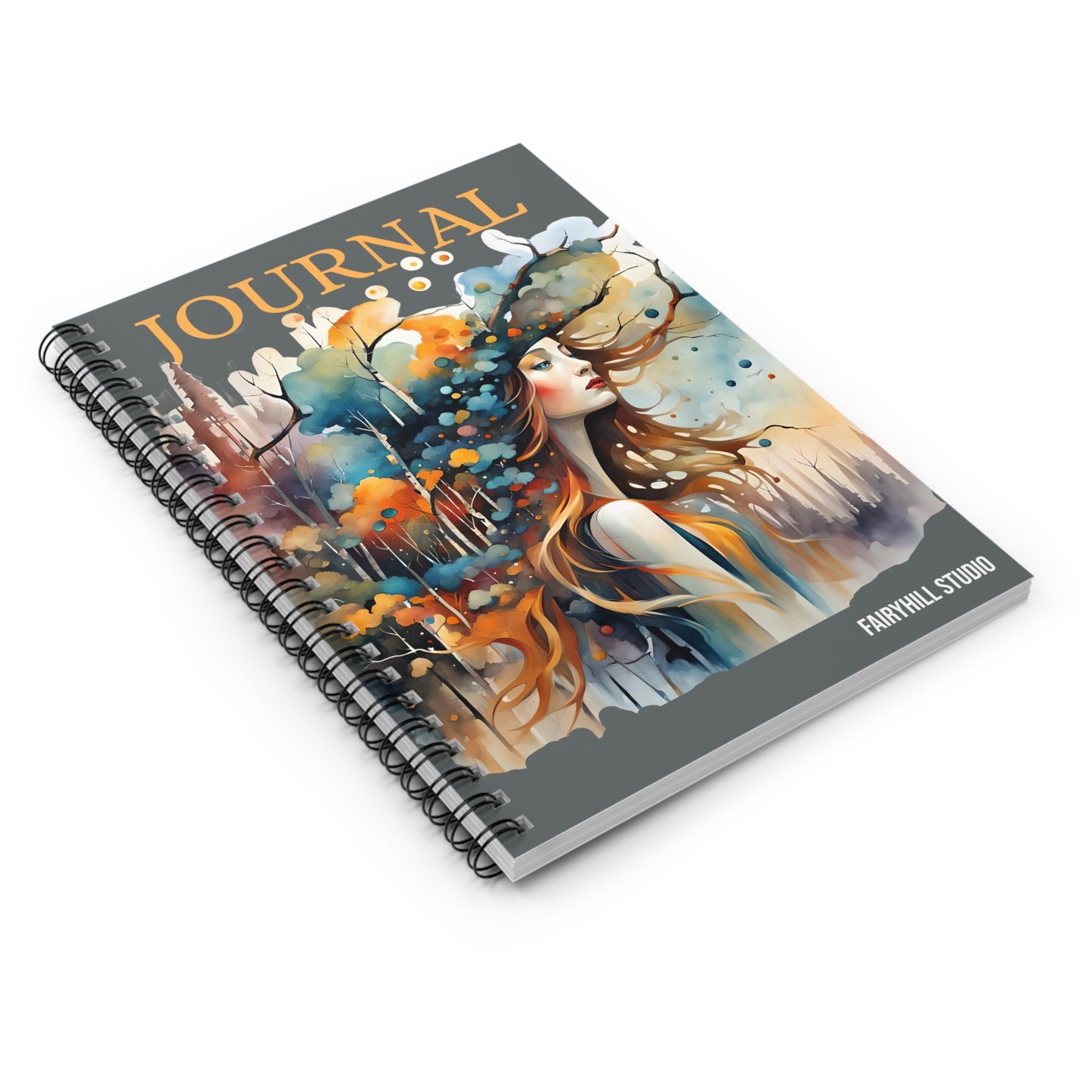 Fairy Hill Studio Woman with hat Art Journal, Spiral Notebook - Ruled Line