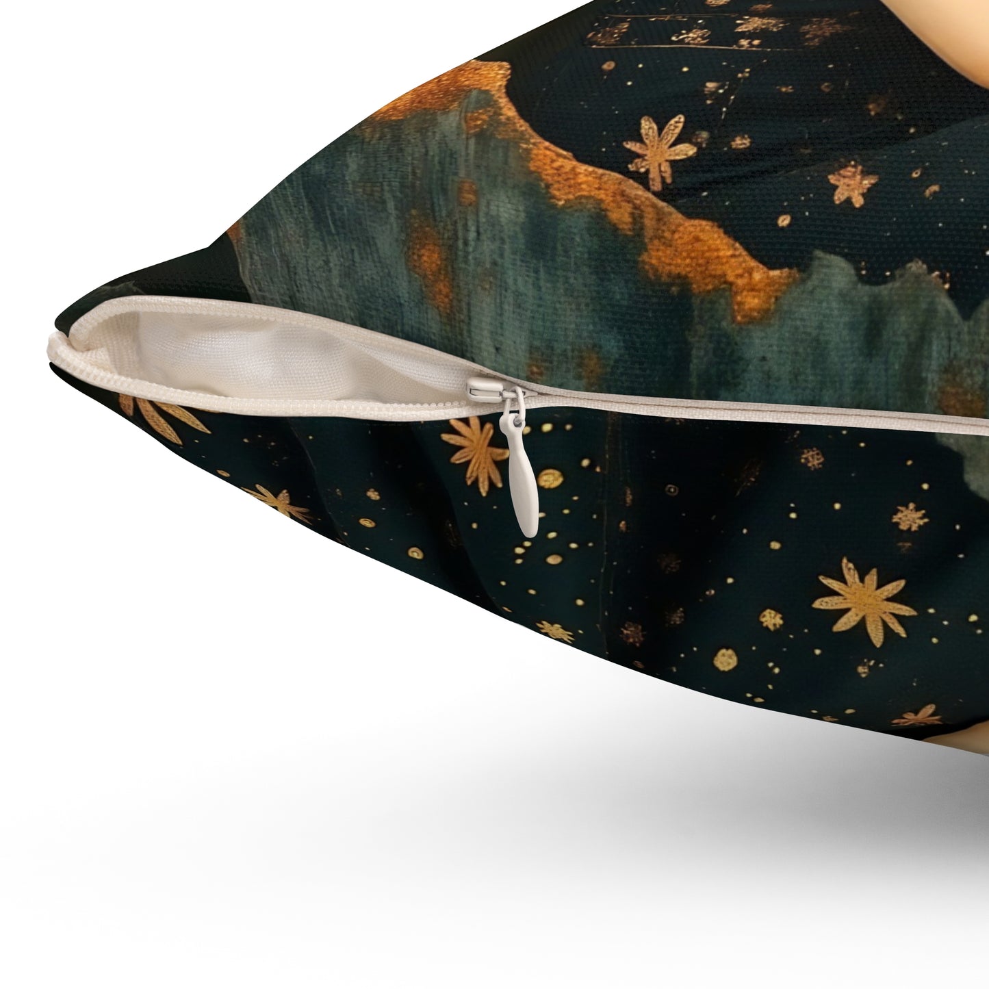 Girl with black cat Square Pillow - by Fairyhill Studio