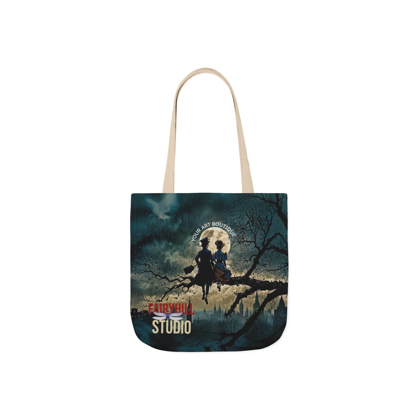 London moon under Rain Canvas Tote Bag - Perfect for Beach Days, Eco-Friendly Shopping, and Summer Fun!