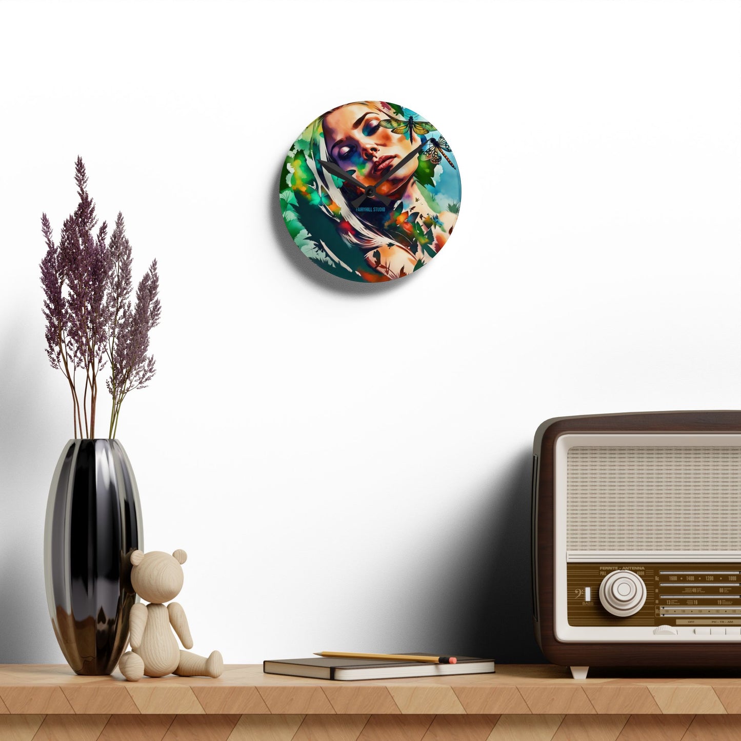 Acrylic Wall Clock -Butterfly Dreams /Art