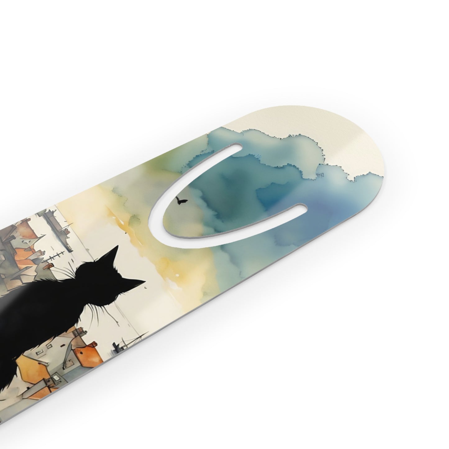 Cat on a roof top Illustration Bookmark, Cute Metal Bookmark, Gift for circus Lovers, Reading Accessory, Book Lover Gift, Unique Gift Idea