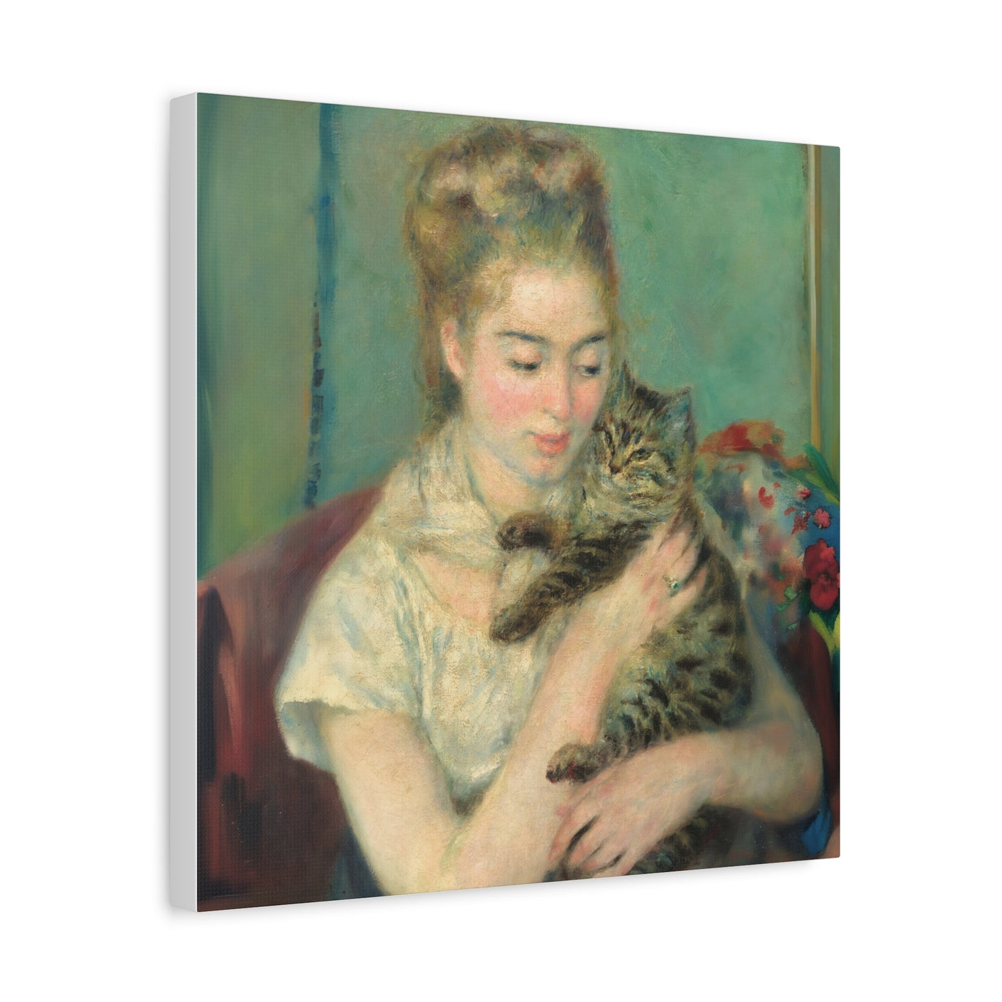 Canvas Art - Woman with a Cat by Auguste Renoir