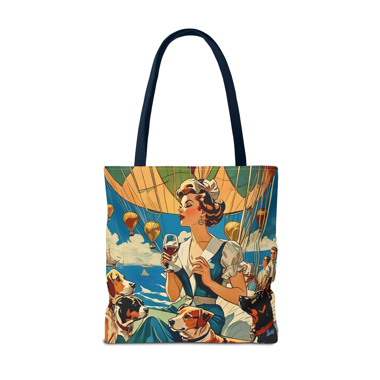 Vintage Hot Air Balloon Dog Lover Tote Bag