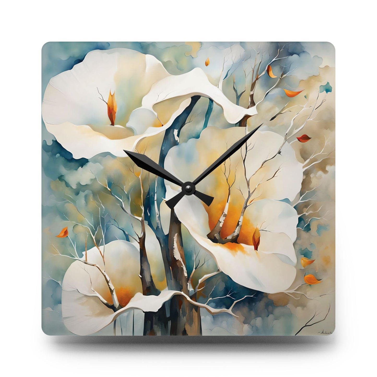 Calla Lilies Acrylic Wall Clock