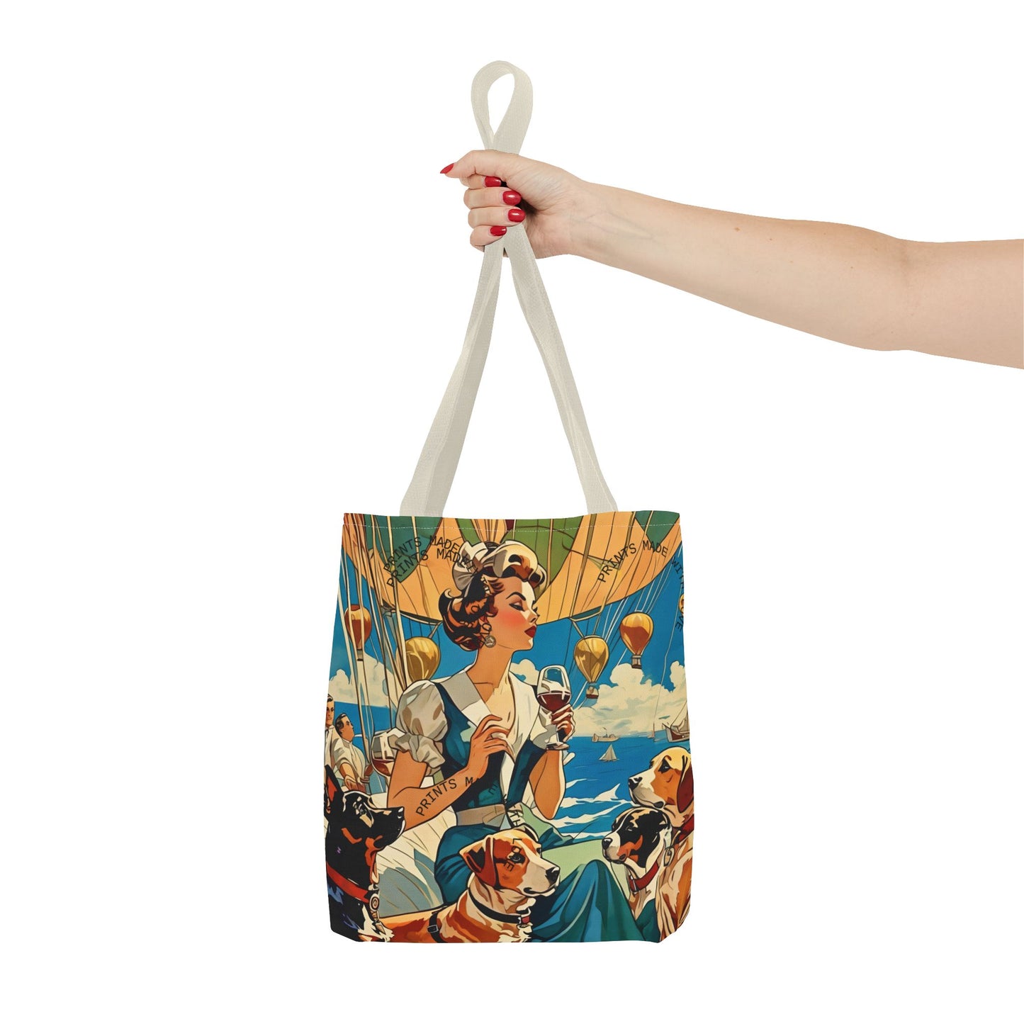 Vintage Hot Air Balloon Dog Lover Tote Bag